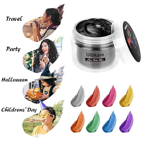 Miniatura 5 de Ultikare - Tinte temporal para el cabello negro, tinte para el cabello, color de cera natural, crema de barro instantáneo, 3.4 onzas líquidas,