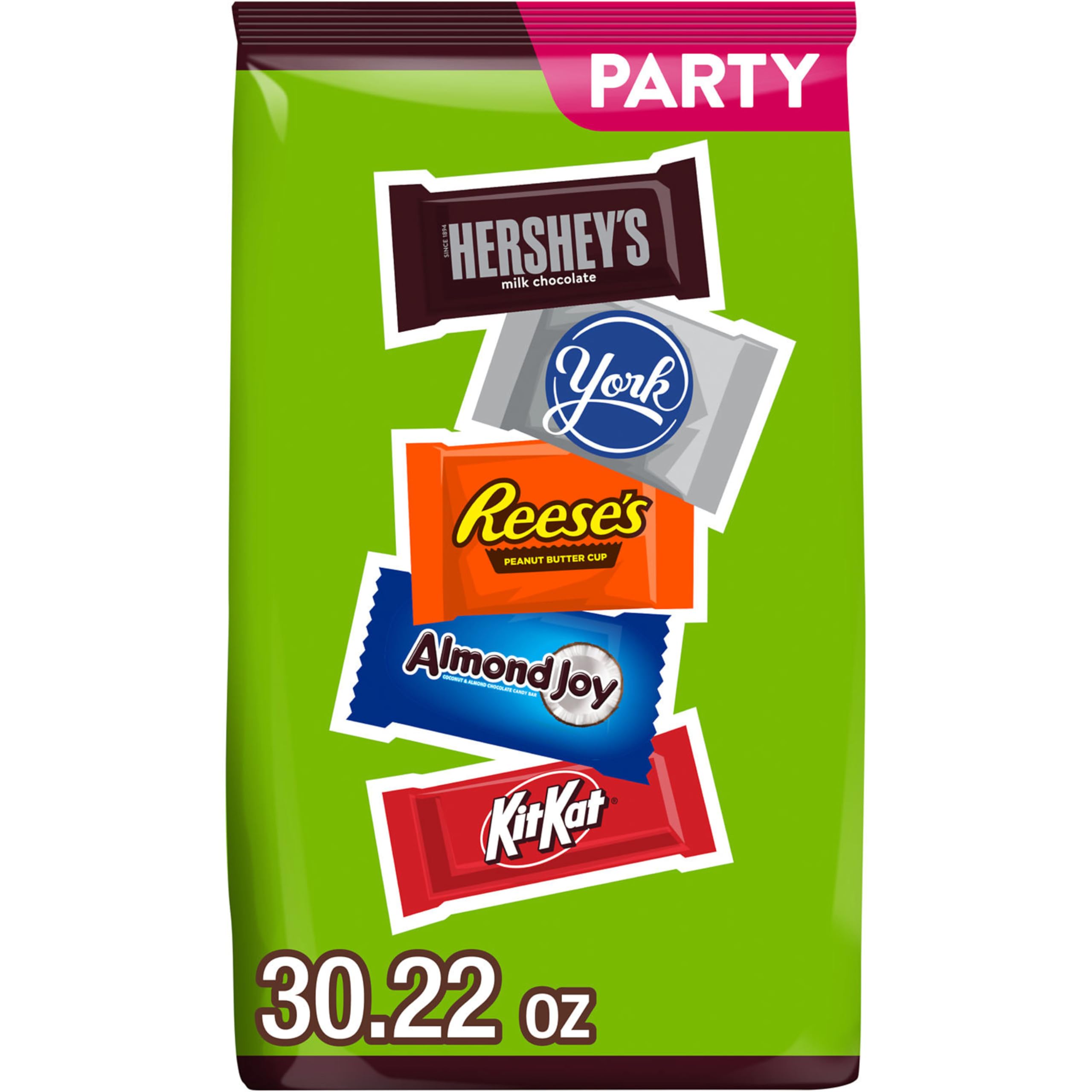 HERSHEY'S Assorted Chocolate Flavored Candy Party Pack, Halloween Candy, 30.22 oz
