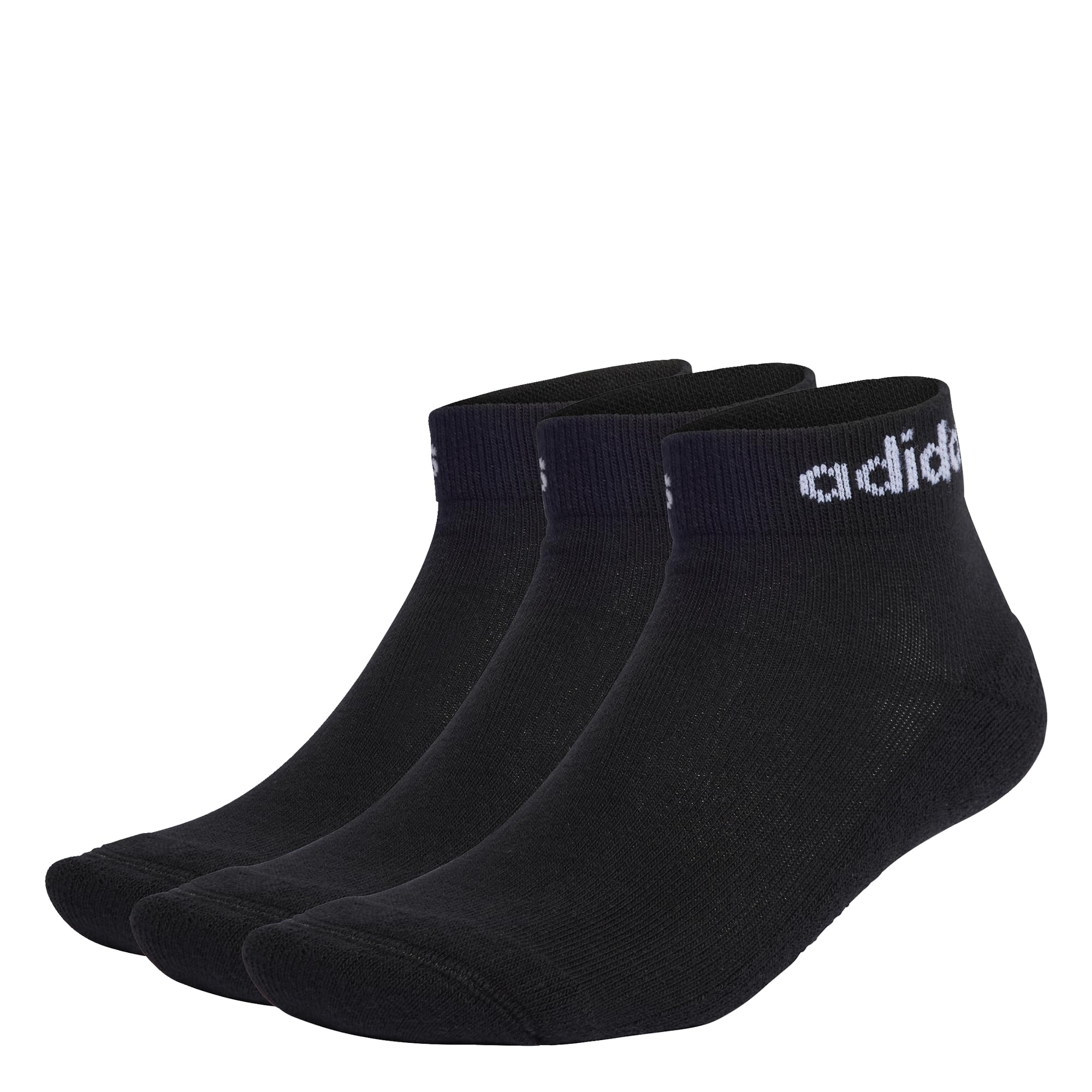 adidas Unisex Kids Linear Ankle Cushioned Socks 3 Pairs, Black / White, 5-6 Years