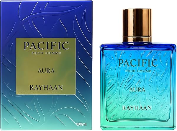 Pacific Aura - Cítrico, Aromático, Menta, Ámbar, Fresco - Eau de Parfum Spray para Hombre, 3.4 Onzas / 100 ml