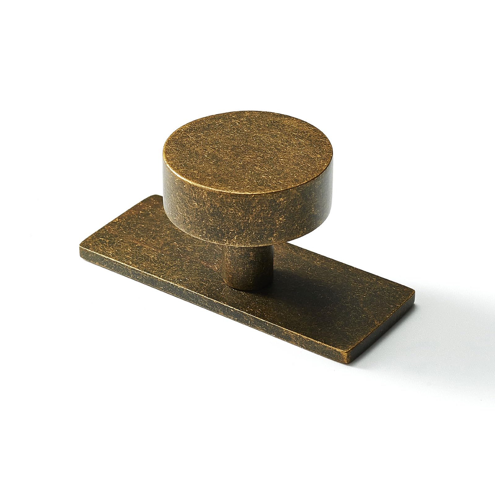 SNBTLA Antique Brass Cabinet Knobs with Backplate, 1-1/4Inch Round Knob, Decorative Drawer Handle for Cabinets, Drawers, and Furniture