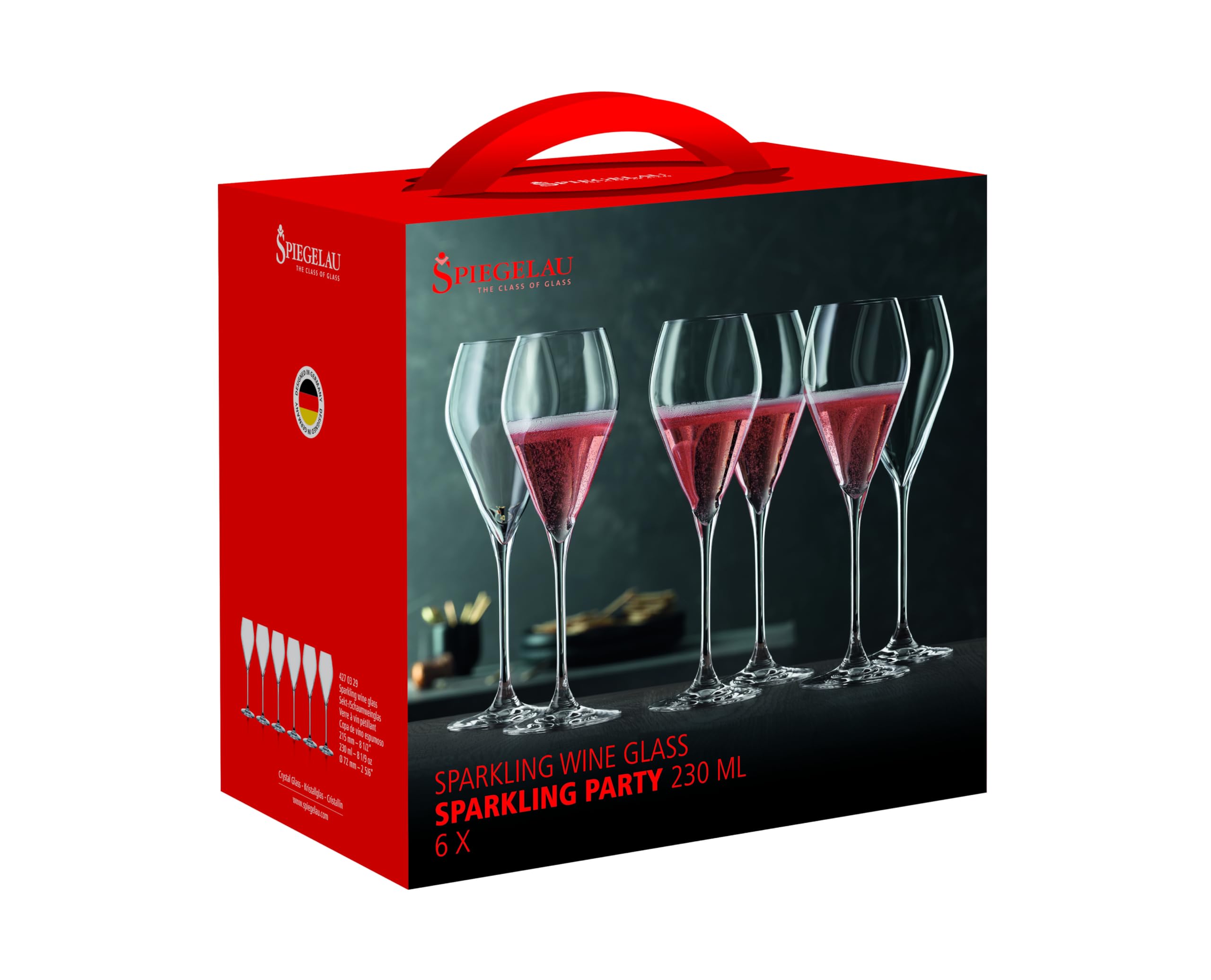 Spiegelau Champagner Gläser Sparkling Party 230ml, 6 Stück, Special Glasses, 4270329, Sektgläser aus Kristallglas, Champagnergläser spülmaschinenfest