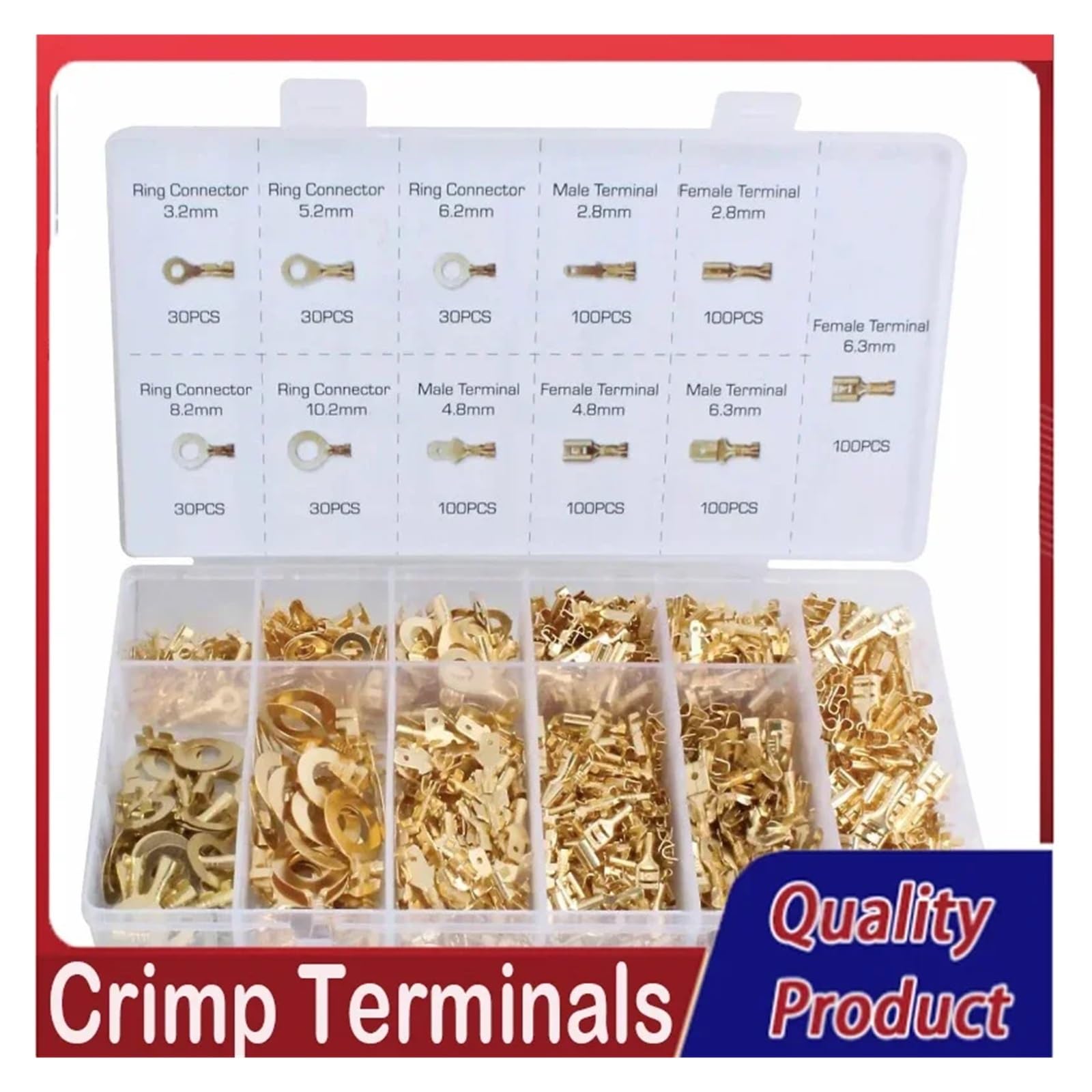 Kit surtido de 750 conectores macho y hembra aislados de 2,8/4,8/6,3 mm for terminales de crimpado eléctrico.