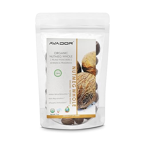 AVADOR USDA Certificado orgánico de nuez moscada entera 705oz Myristica Fragrans Agente saborizante