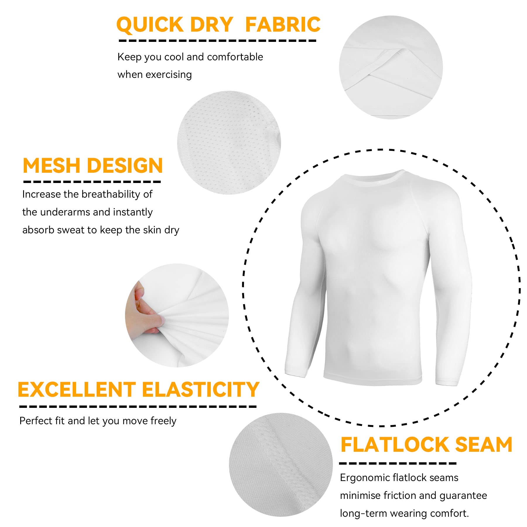 AMZSPORT 2 Pezzi Maglia Compressione Uomo Maglietta Termica Manica Lunga Maglie Sportiva Shirts Traspirante da Asciugatura Rapida Camicia Fitness Palestra