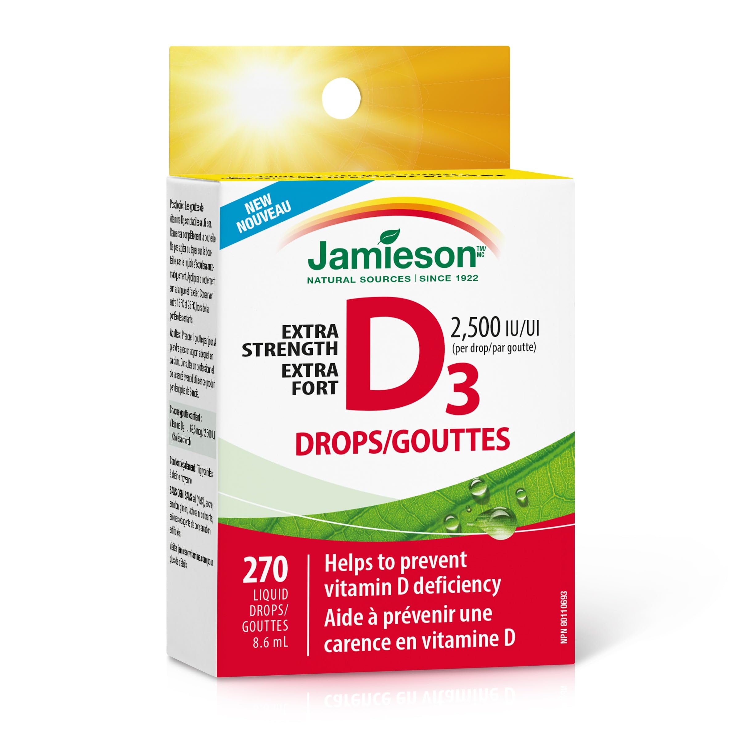 JamiesonVitamin D3 Drops, Extra Strength 2500IU, 270 Liquid Drops
