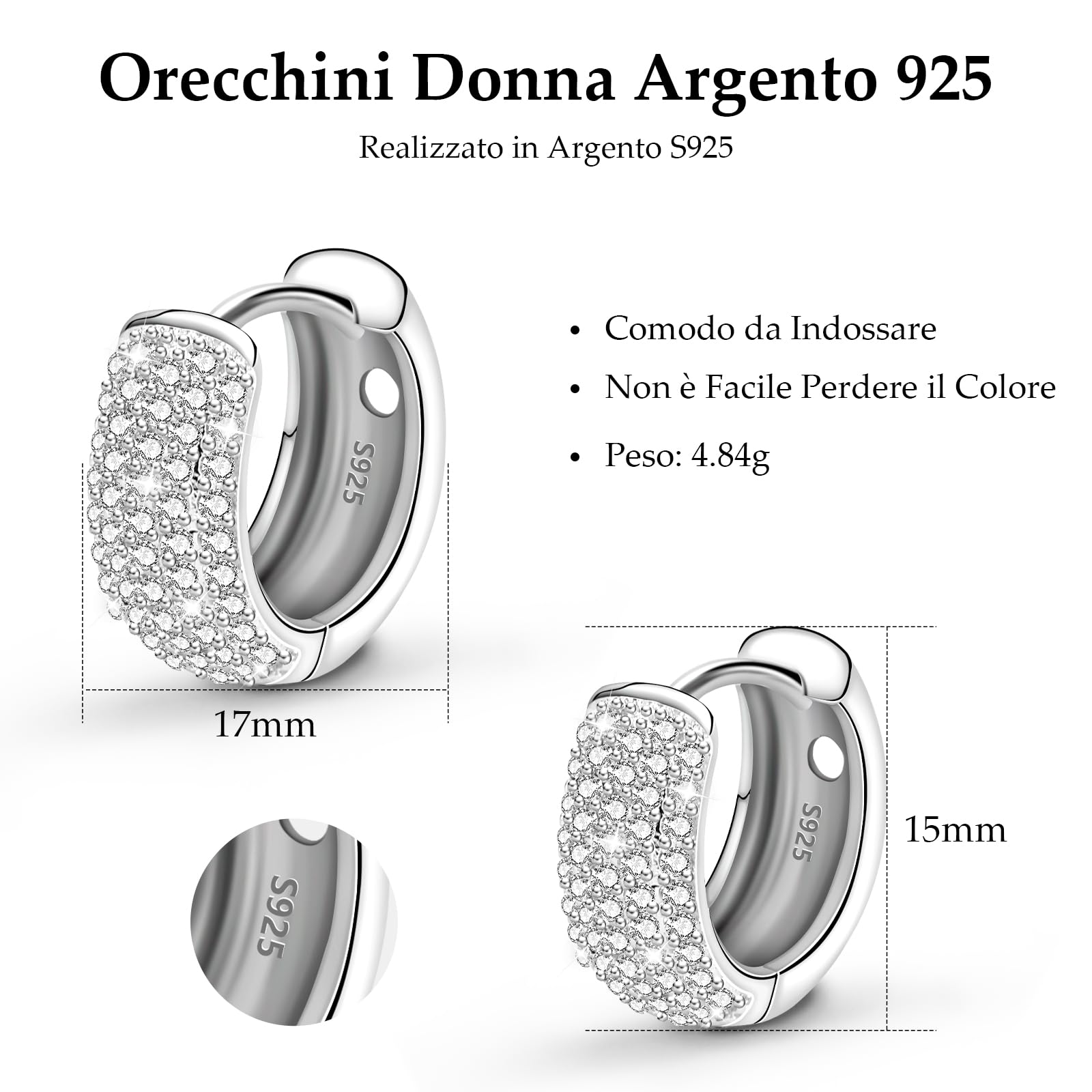Orecchini Donna Cerchio Argento 925, Orecchini Donna Oro Oorecchini Cerchio Oro 18k Orecchini Uomo Cerchio Diamanti Orecchini Cuore Piccoli Earrings for Women Moda Gioielli Regali per Lei