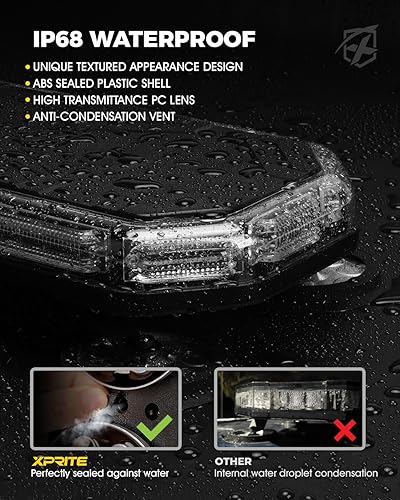 Miniatura 3 de Xprite 42 luces LED estroboscópicas en la parte superior del techo, barra de luz intermitente de advertencia de peligro de emergencia de alta