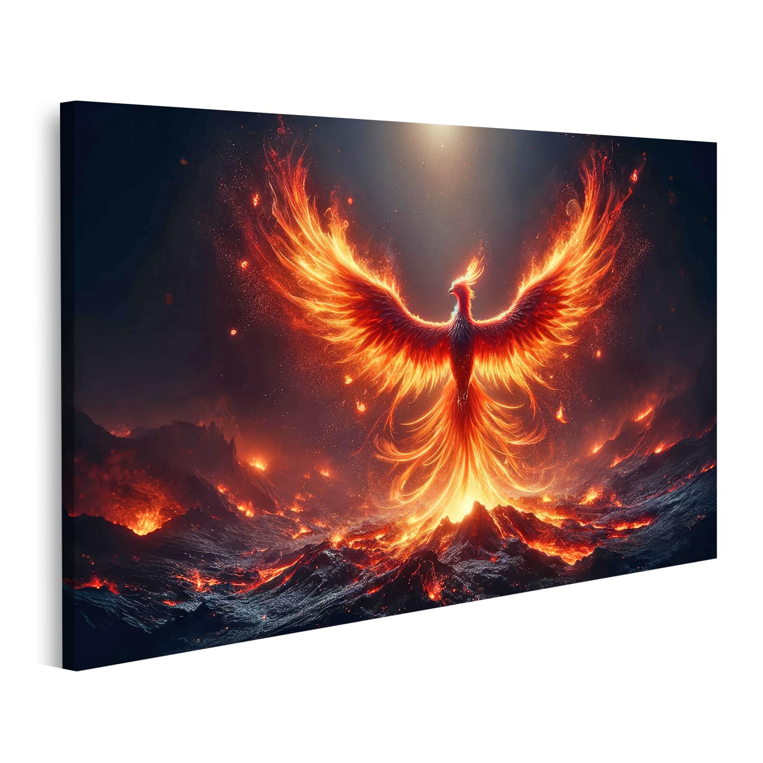 islandburner Quadro su tela, maestosa fenice del fuoco sorge dalla cenere, poster