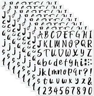 8 Feuilles Autocollants de Nombre, otutun Feuilles Ensemble Auto-Adhésif de Lettres et de Chiffres en Vinyle Autocollants de Lettre Stickers Lettres Alphabet Adhésives pour DIY, Scrapbooking, Album