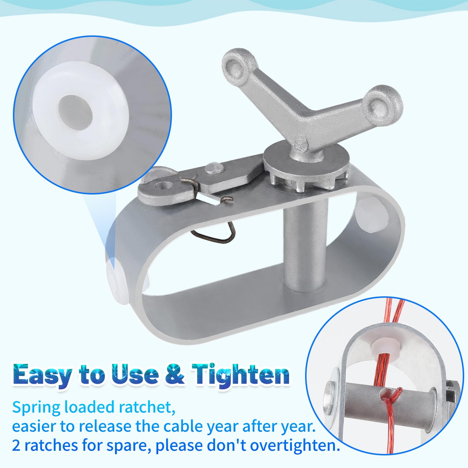 Snapklik.com : 100ft Pool Cover Cable & 2 Winch, Plastic-Coated Steel ...