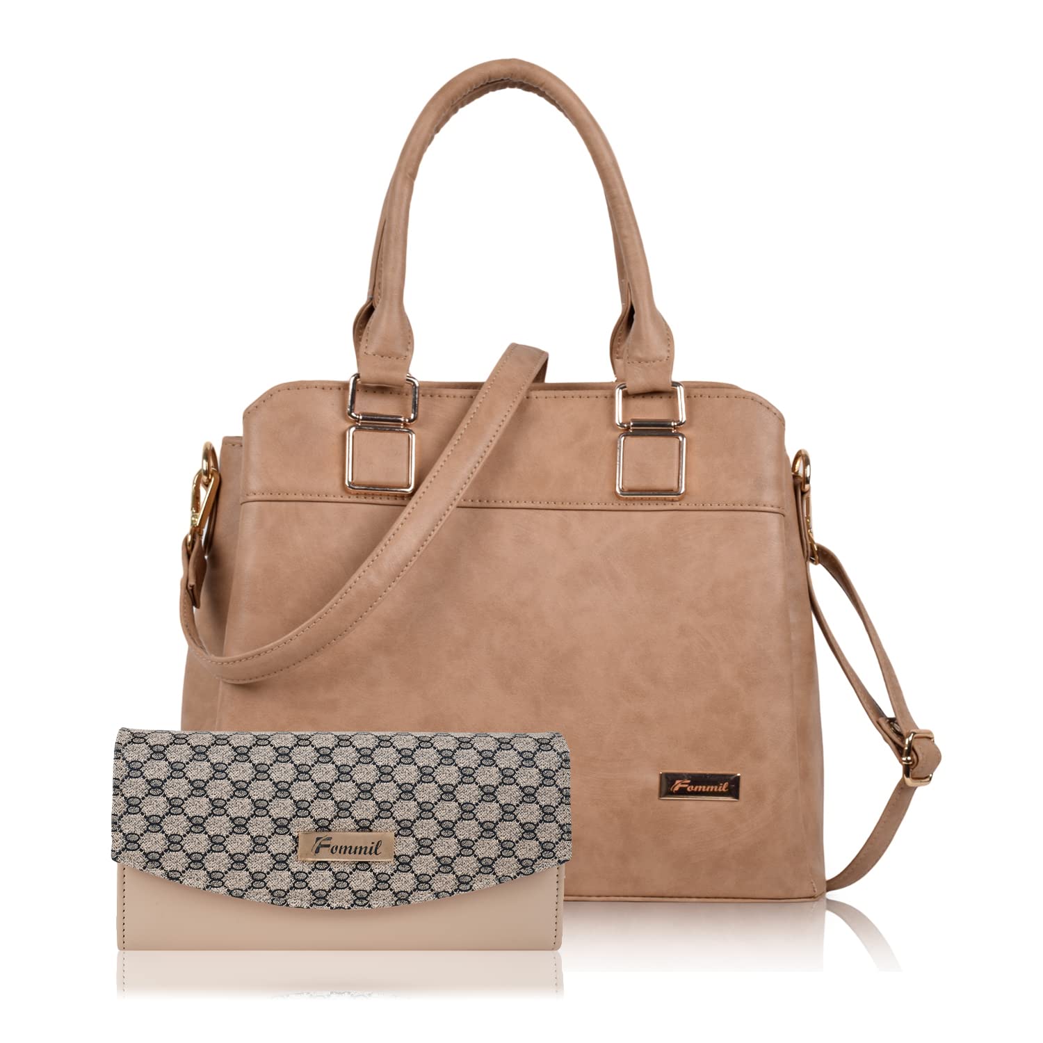 Fommil PU Leather Latest Trendy Fashion Ladies Cream Handbag With Clutch Bag Combo 2pcs Purse Set (B0BVQYQKZR) Amazon Price History, Amazon Price Tracker