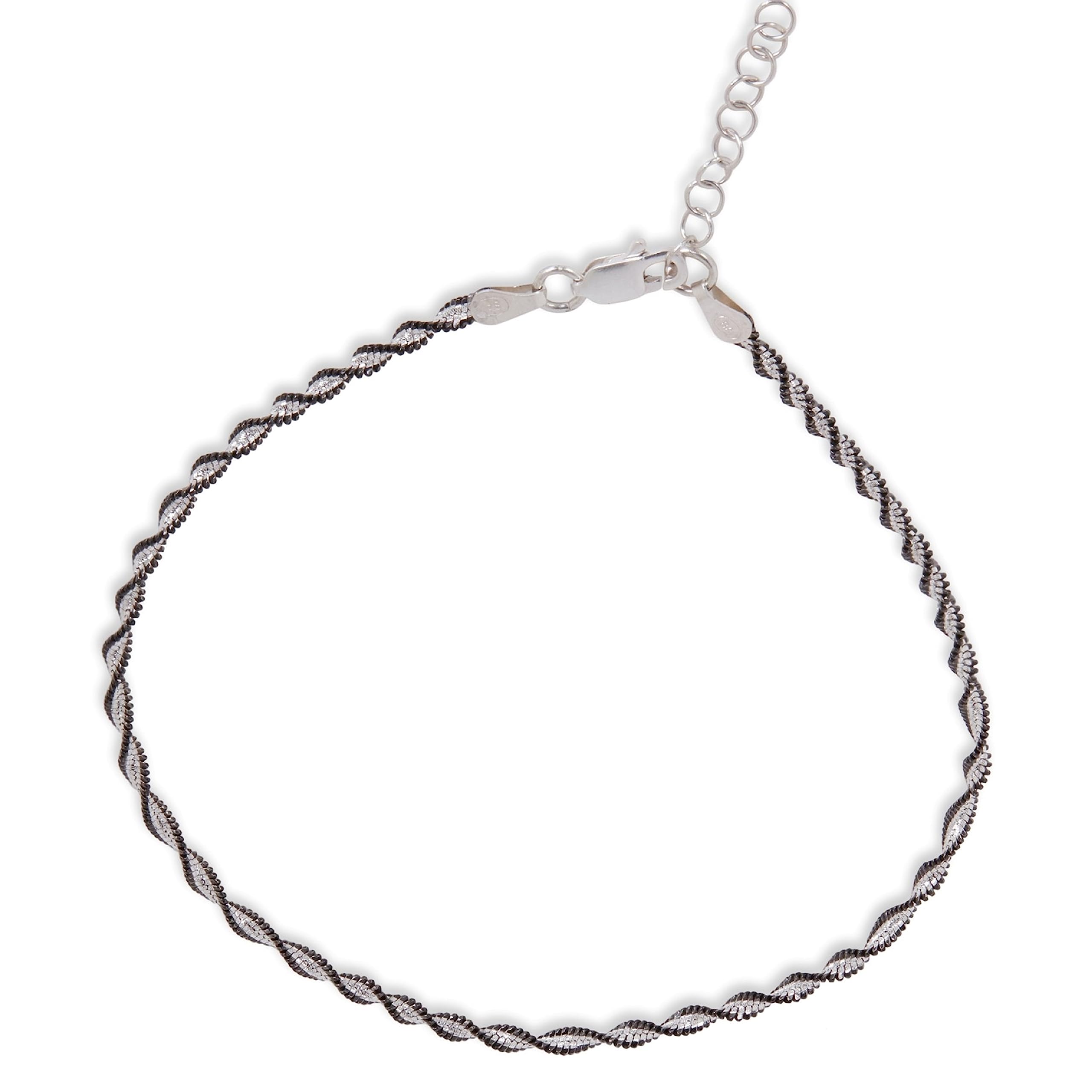 ZAVYA 925 Sterling Silver Designer Twisted Black Chain Rhodium Plated Anklet (Single) | Gift for Women & Girls | With Certificate of Authenticity & 925 Hallmark (B0B1DXDRJQ) Amazon Price History, Amazon Price Tracker