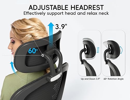 Miniatura 5 de TRALT Silla de oficina  Silla de oficina ergonómica con soporte para el respaldo, silla de computadora, sillas de escritorio de oficina en casa,