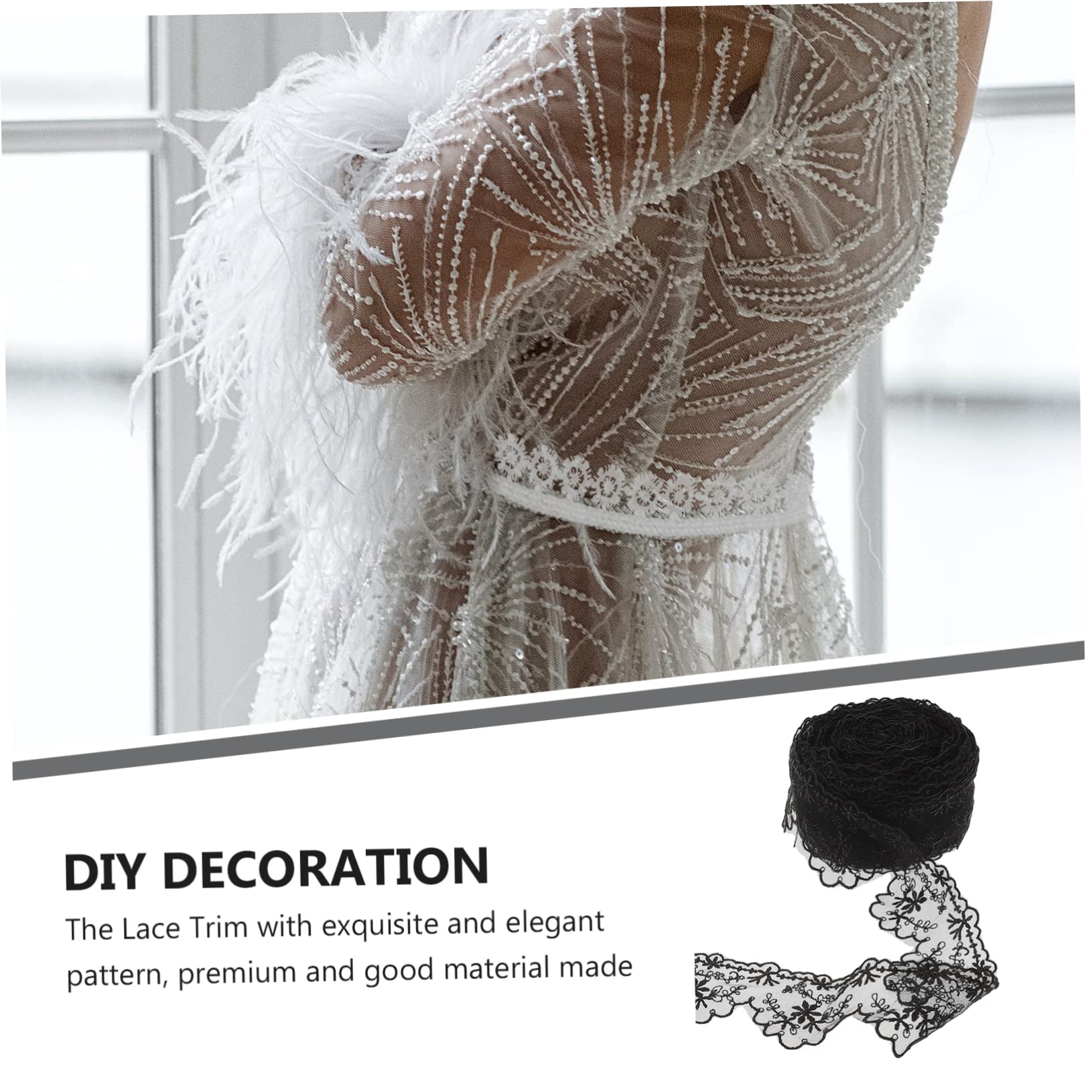 Ciieeo 4rollos Cinta De Encaje De Flores Para Manualidades Yardas De Ribete De Encaje Para Decoración De Ropa y Accesorios De Boda
