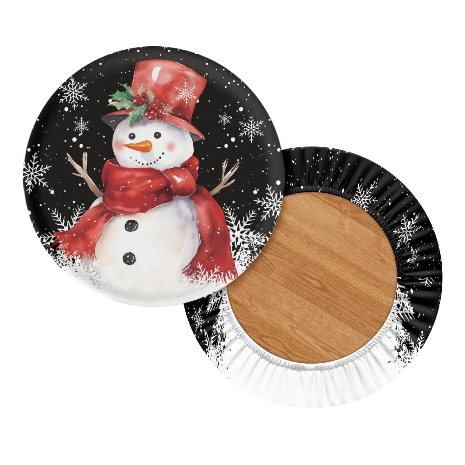 GLENLCWE Christmas Snowman Bar Stool Covers Set of 4,Christmas Bar Stool Slipcovers Chair Cushion Round Seat Covers for Home Hotel Bar,14-16 Inch