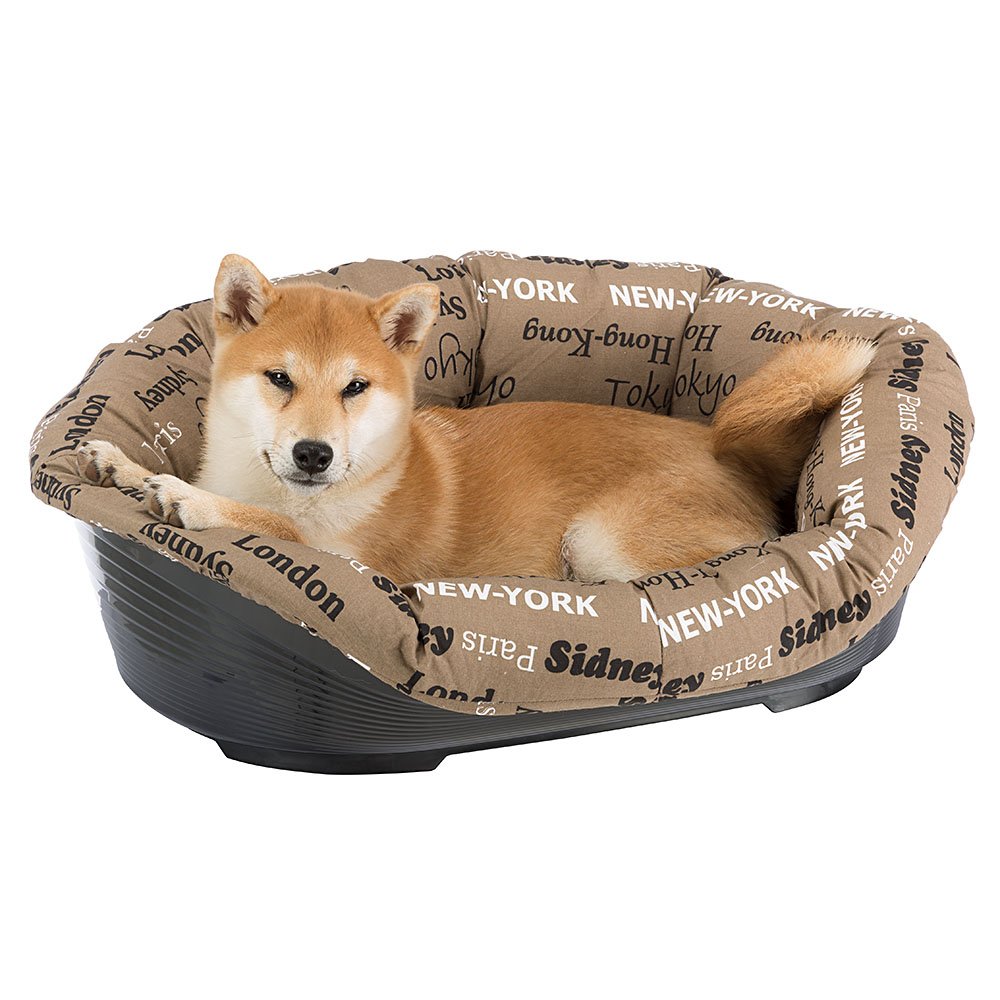 Ferplast Cuccia Cane con Cuscino SOFA' 8 in Cotone Lavabile, Lettino per Cani da Interno Imbottito, Cesta in Plastica, Fondo Forato e Poggiamento, Antiscivolo, 85 x 62 x h 28,5 cm, Marrone