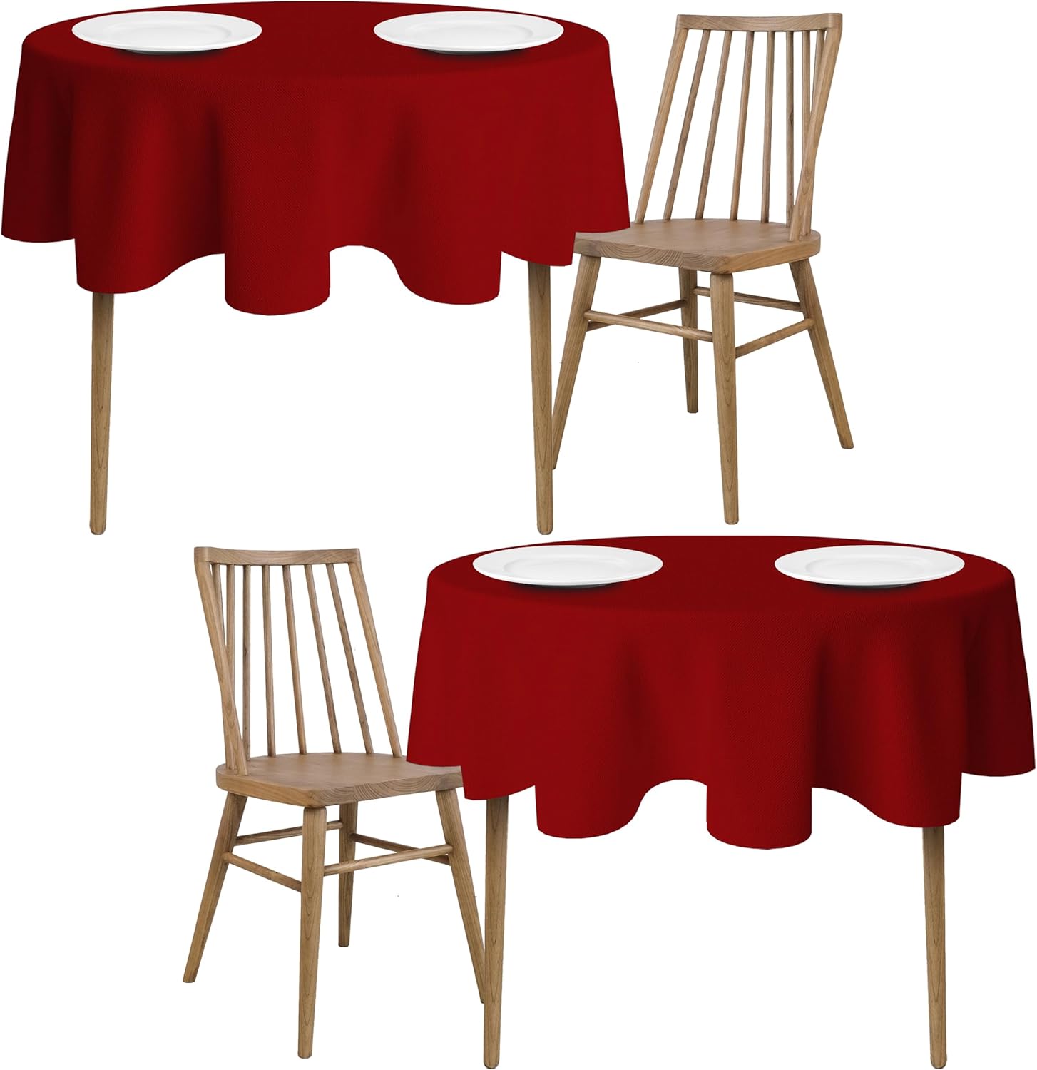[2 Pack] Red Round Tablecloths 60 Inch [for 2048'' Tables] 200 GSM