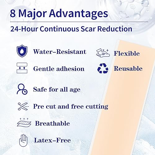 Miniatura 5 de Láminas de silicona para cicatrices, tratamiento de eliminación de cicatrices, cinta de grado médico para cicatrices quirúrgicas, tira reutilizable