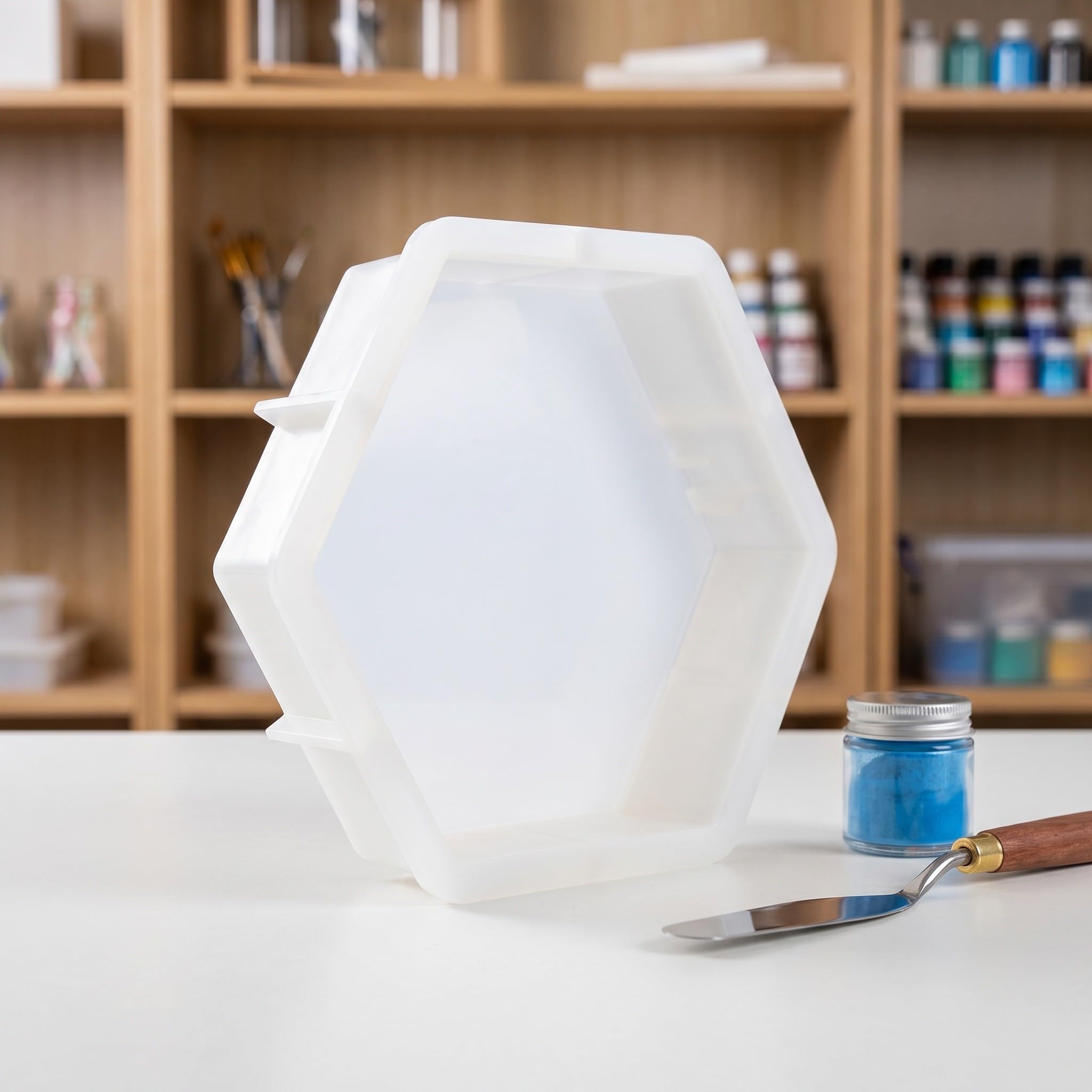 TEHAUX 3 Pezzi Stampo Esagonale in Silicone per Resina Epossidica, Superficie Liscia, Facile Estrazione, per Conservazione Fiori e Uso in Workspace e Home