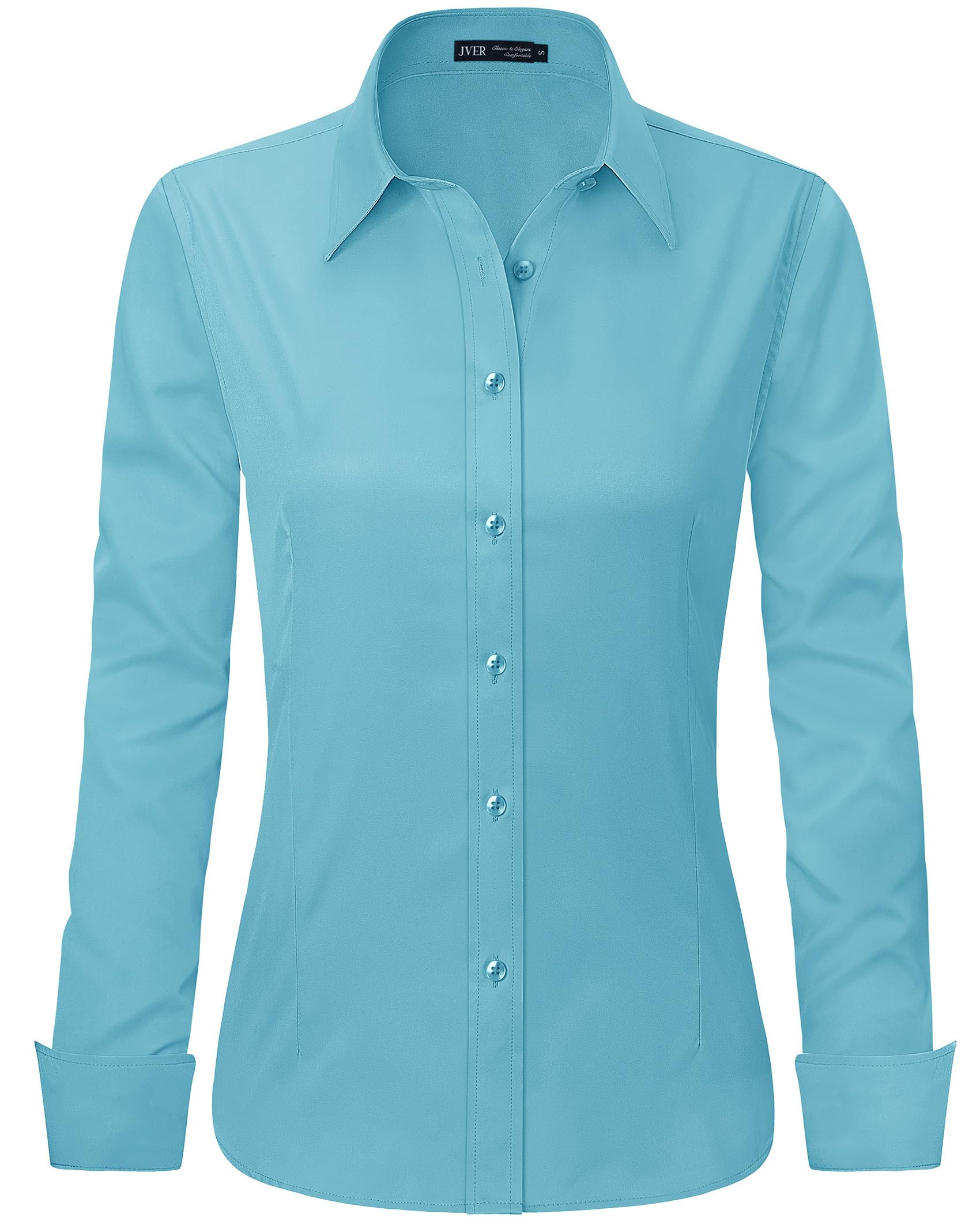 J.VER Womens Dress Shirts Long Sleeve Button Down Shirt Wrinkle-Free Business Casual Blouse Office Work Tops