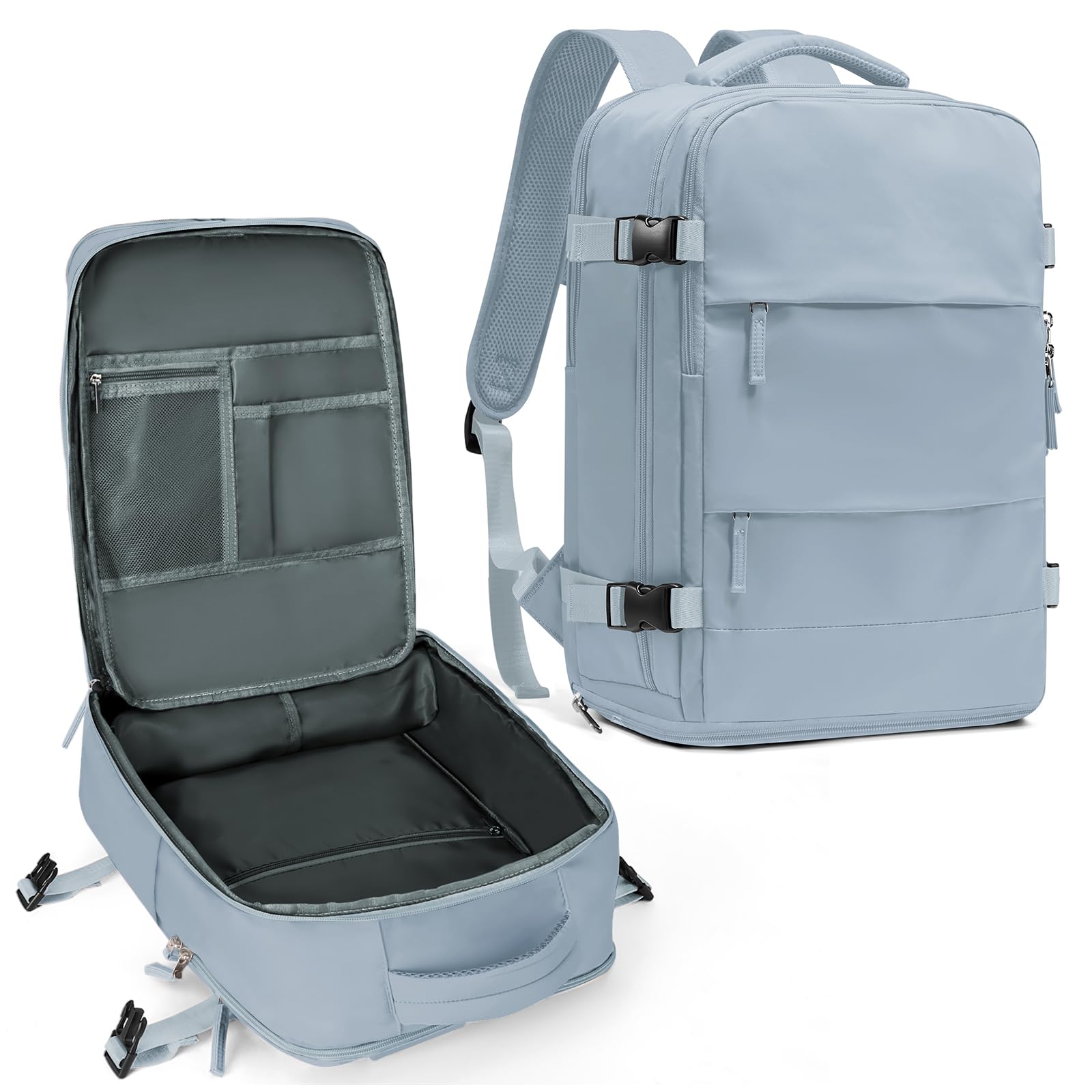 coowoz Travel Backpack For Women Men,Carry On Backpack,Hiking Backpack Waterproof Outdoor Sports Rucksack Casual Daypack travel essentials（Gray Blue）