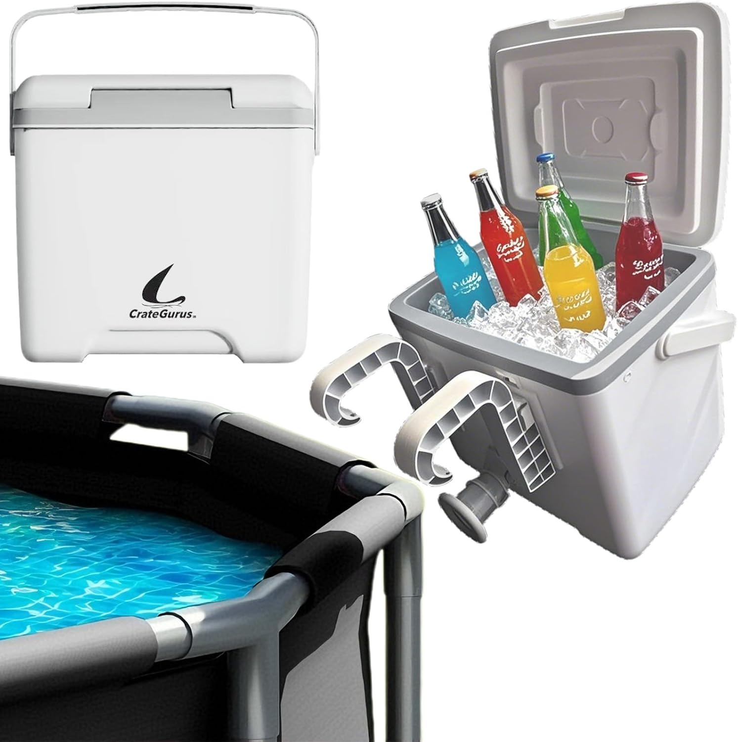 13L Swimming Poolside Cooler 13 L Pool Chiller for Above Ground Pool Side Portable Hard Cooler with Handle for Outdoor Travel Beach Camping Picnic Camp Car Drink Bar Beverage Ice Chest