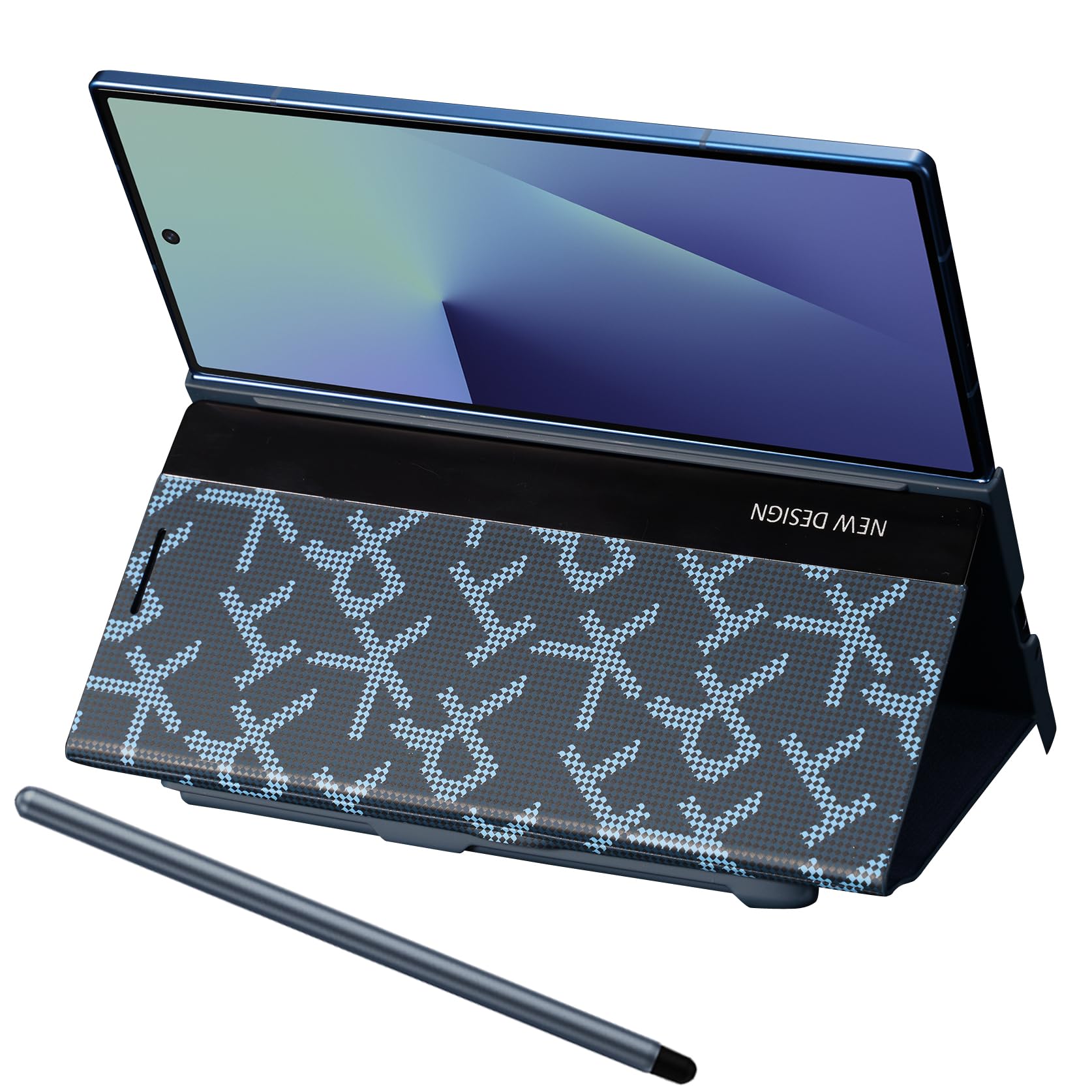 per la Case con supporto per Samsung Galaxy Z Fold7, Custodia in pelle PU con portapenne, penna stilo inclusa, Cover pieghevoli con supporto per Galaxy Z Fold 7-Blu