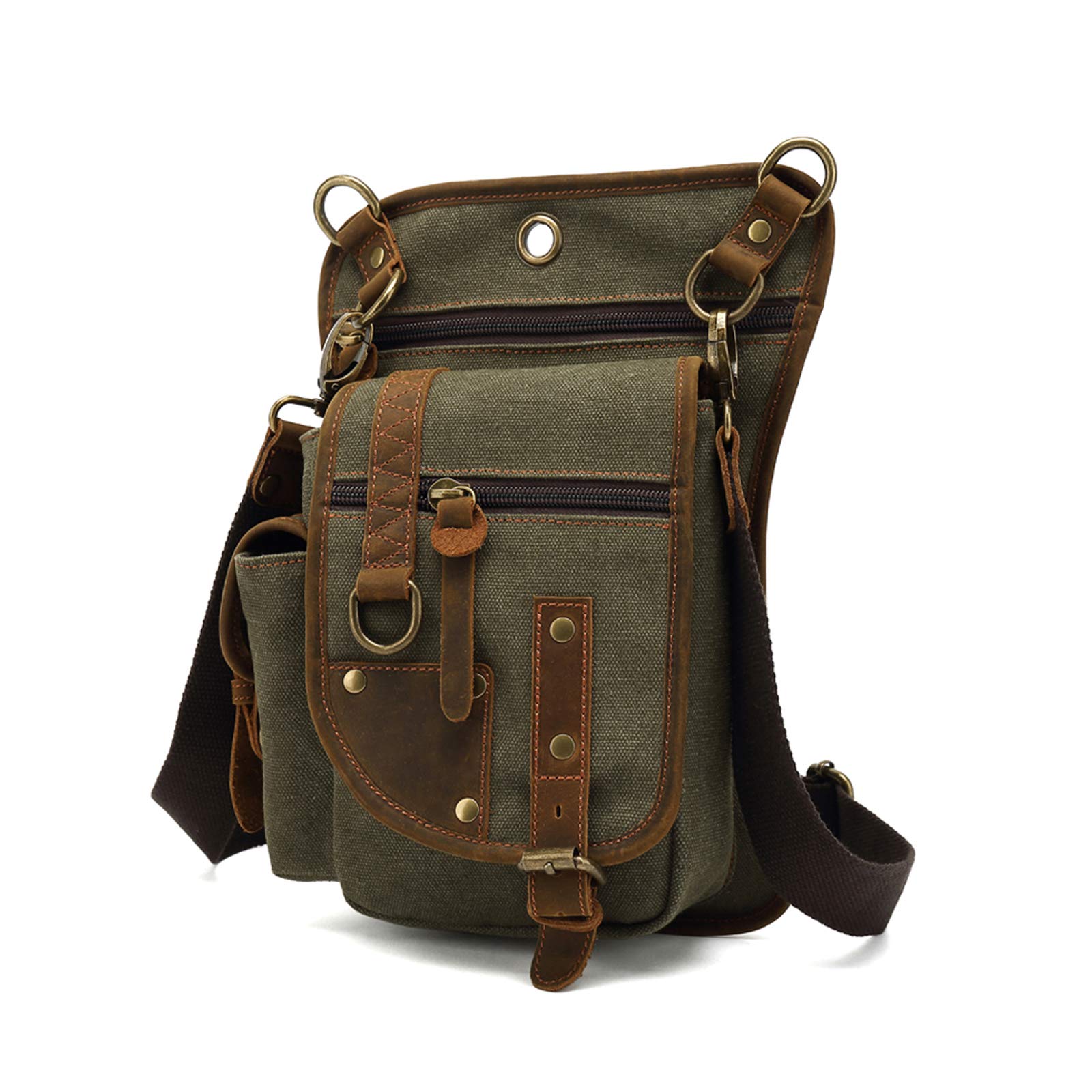 FANDARE Zaino Monospalla Drop Leg Uomo Zaino Donna Coscia Marsupio Zaino Spalla Borsa a Tracolla Tela Sling Bag Borsa Sportiva per Moto Escursionismo Ciclismo Scuola Università Trekking Viaggio