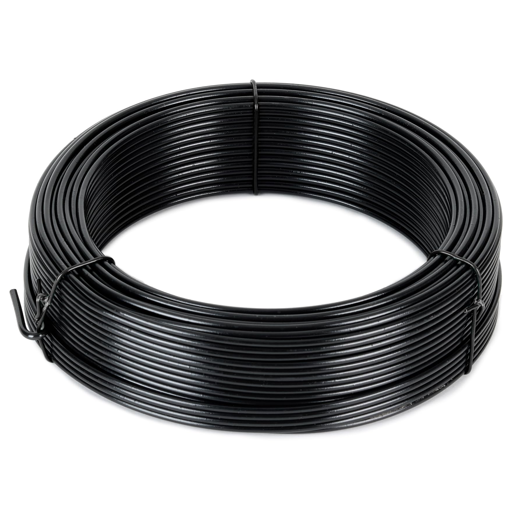 Flandria Fil de tension 2,4mm x 50m Fil métal Enduit PVC Noir pour Fixation, réparation Clôture, grillage