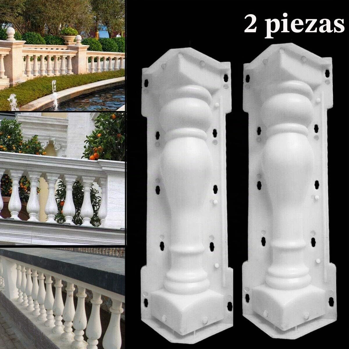 Pyatofly 60 x 14 cm Columna Molde Balcón Jardín Piscina Cerca Barandilla de Hormigón Molde Columna Edificio Barandilla