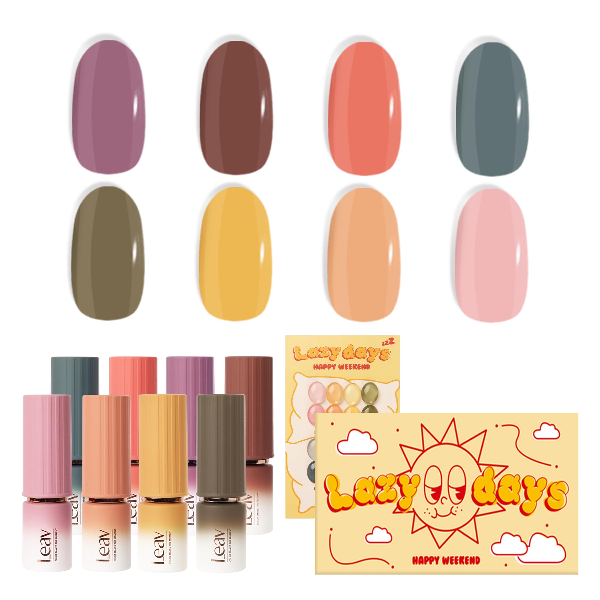 Amazon.com : Leav Lazy Days Syrup Gel Polish 8 Colors Set, Golden 
