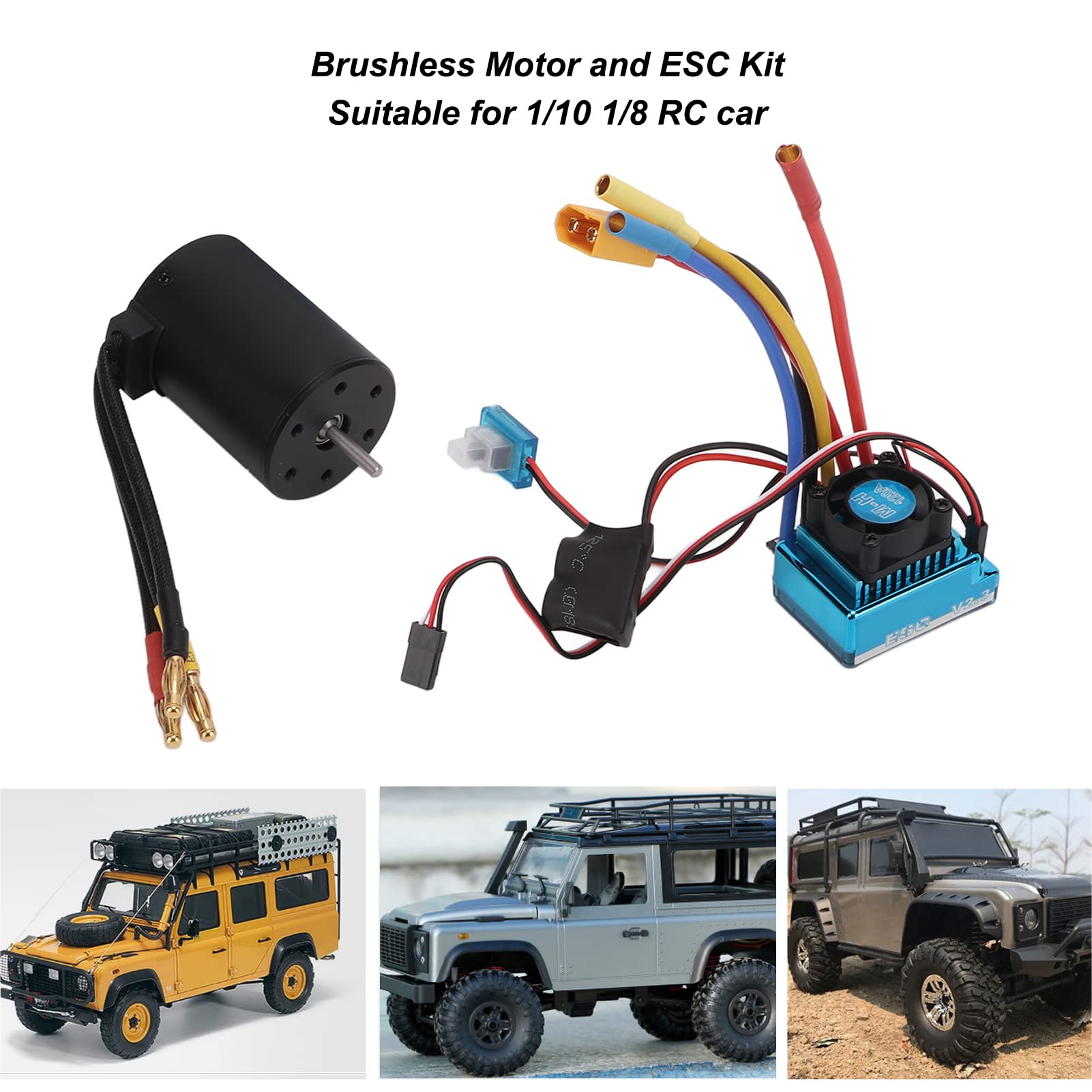 Annadue Kit ESC Compatto e Leggero per Motore Brushless 120A Parte di Aggiornamento Impermeabile per Auto RC 1/10, velocità Regolabile per Appassionati di RC,