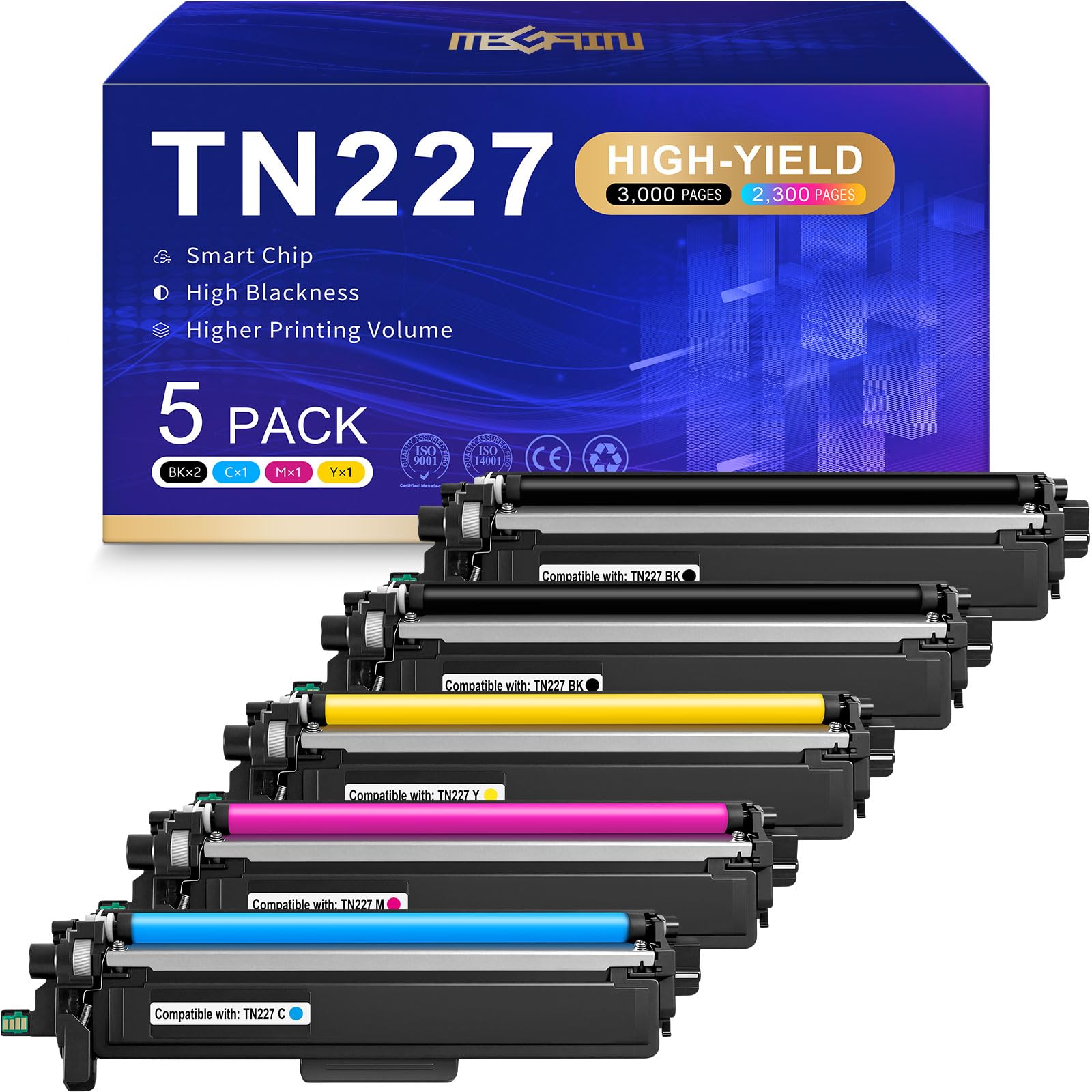Photo 1 of MEGAIN TN227 Compatible Toner Cartridge (5 Pack)
