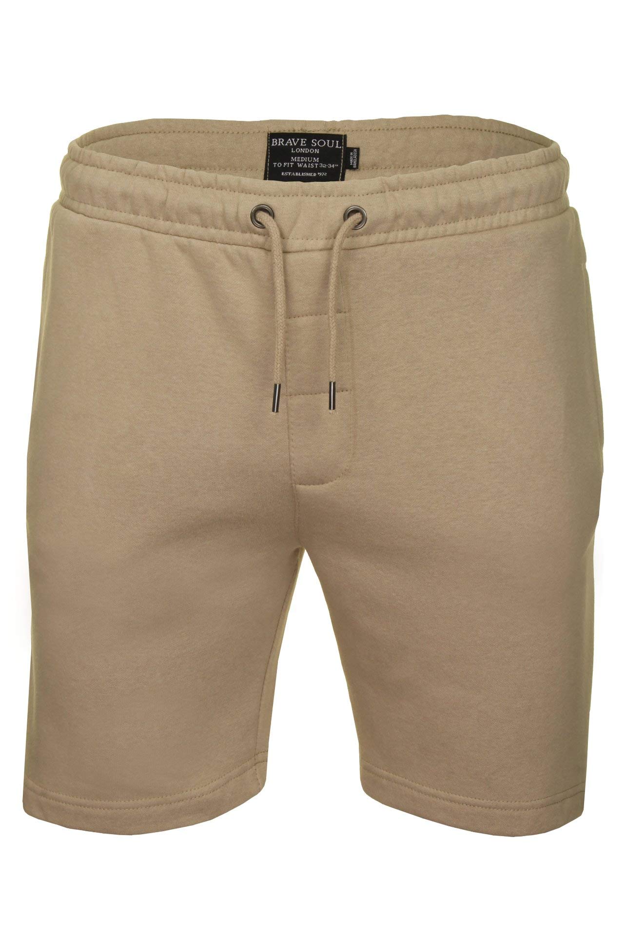 BRAVE SOUL Mens Jogger Shorts Tarley' Sports Training Summer Gym Pants (New Stone) M