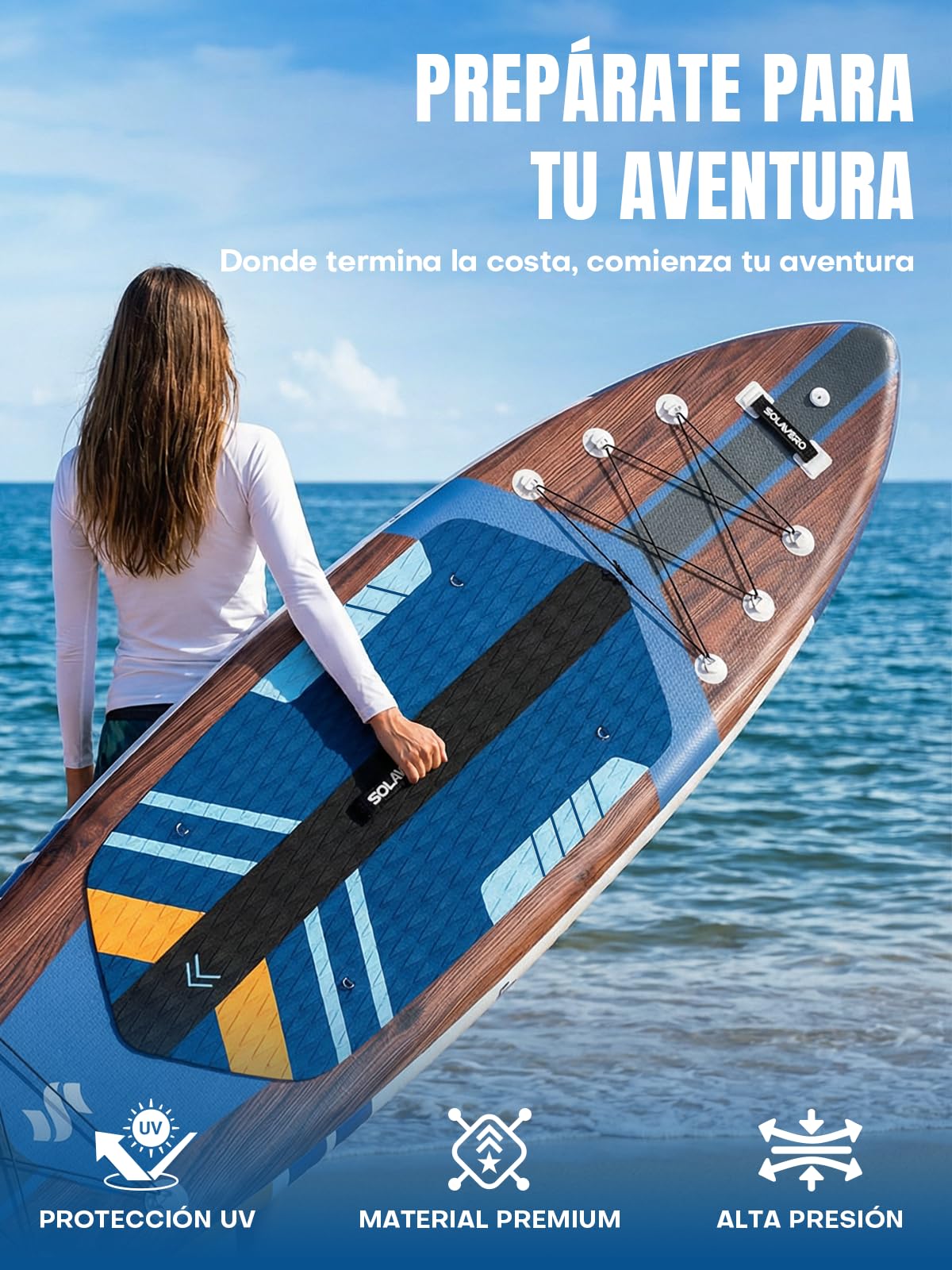 SOLAVERO Tabla Paddle Surf Hinchable 2 Personas 350 x 89 x 15 cm Sup Capacidad 210kg con Asiento Desmontable, Remo Ajustable, Bomba, Correa de Seguridad, Funda Impermeable y Mochila