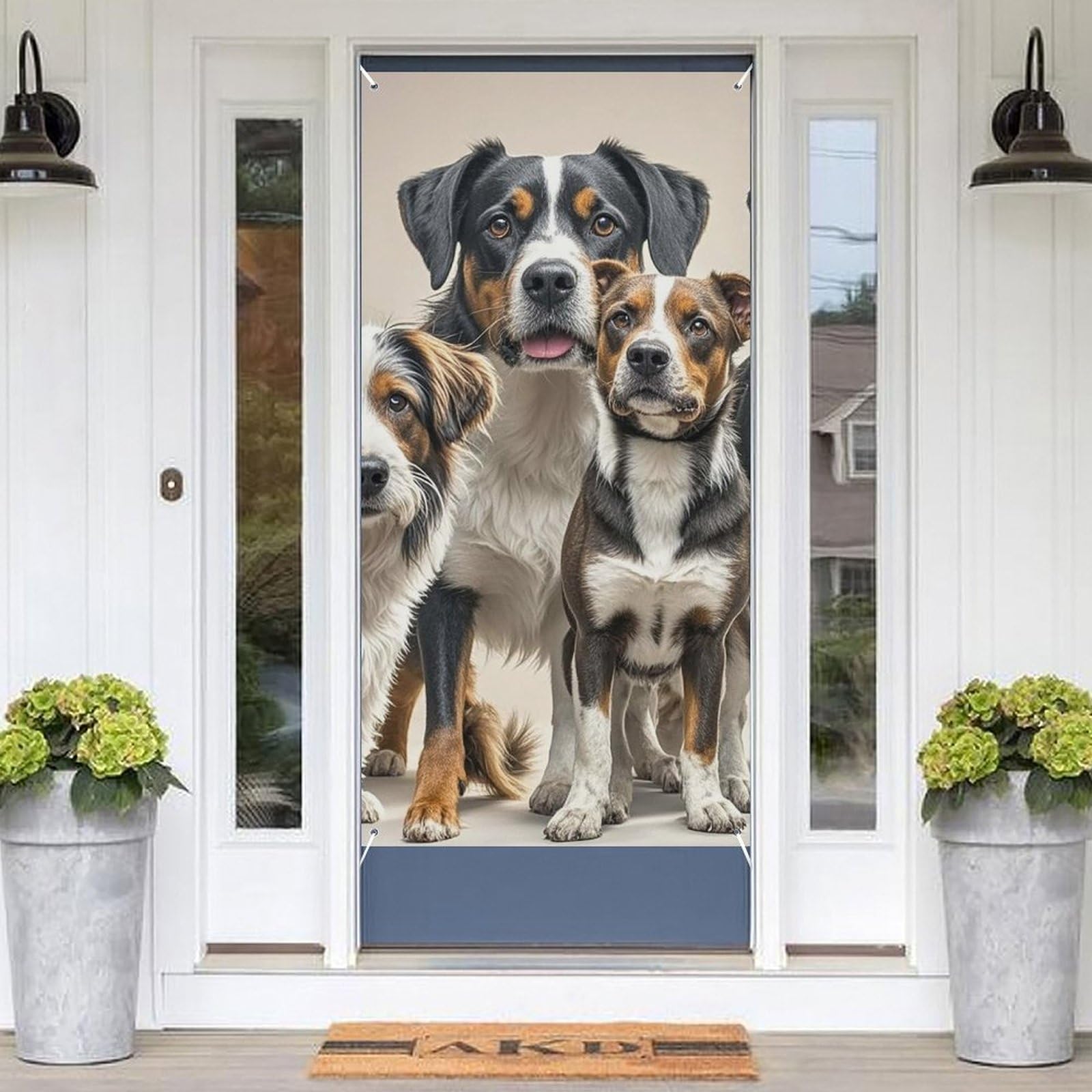 KLOPH Door Cover Decoration Welcome DoorBanner Porch Sign Photo Background Door Curtains for Doorway Privacy Window Curtain Dogs Porch Cover Indoor Outdoor Decor 70.9x35.4in