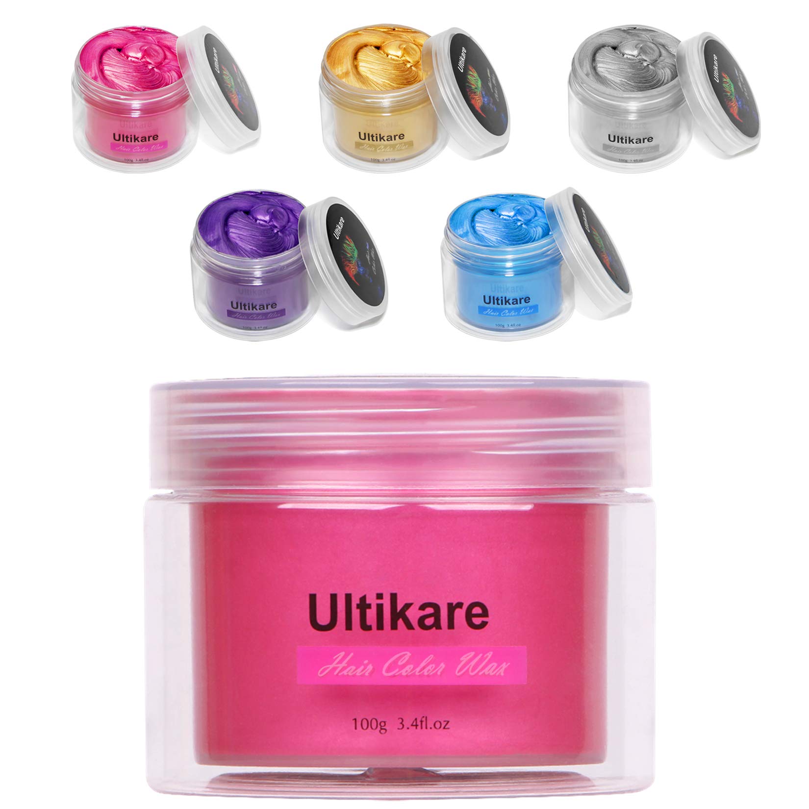 Color temporal para el cabello para niños, rosa, tinte de color de cera de cabello de  para cabello oscuro, gel de color instantáneo para peinado, crema de cera, pomada de barro, 3.4 onzas, 6