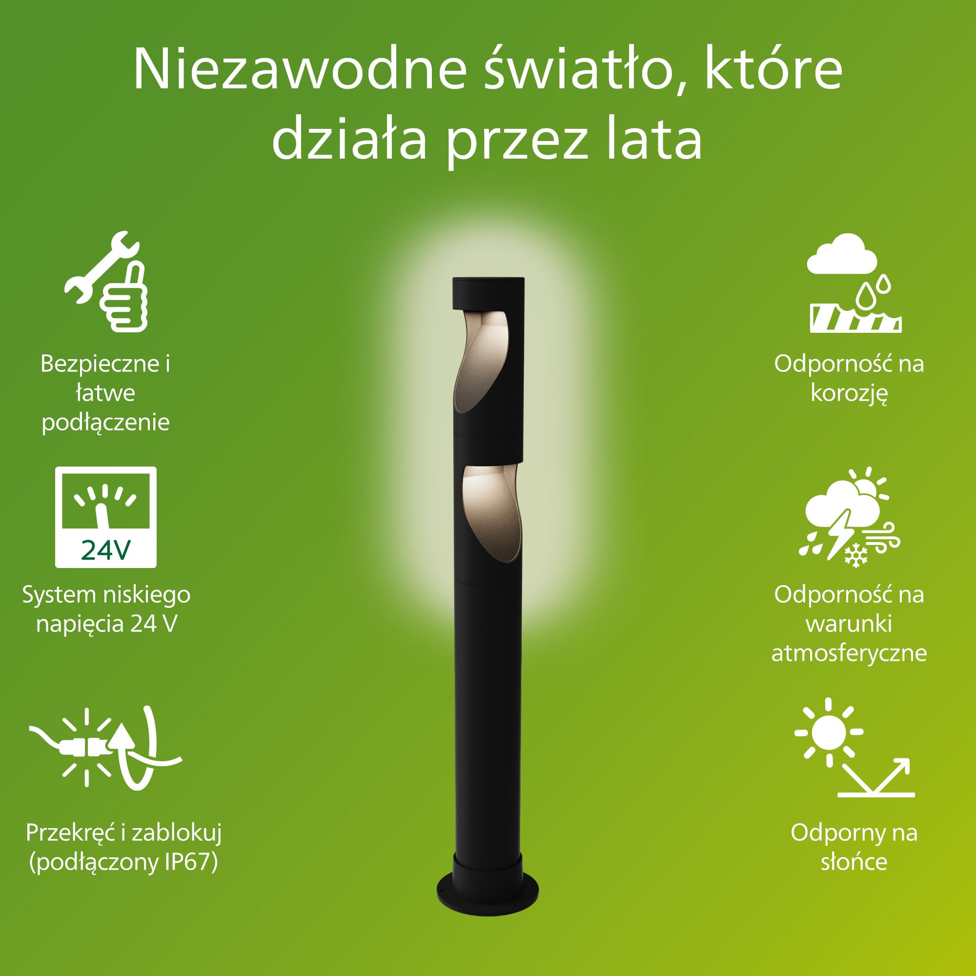 Philips Desi Zewnętrzna Lampa na Postumencie 24 V GardenLink Niskonapięciowa, 2700 K, 180 lm, Czarna, Zestaw Rozszerzeń
