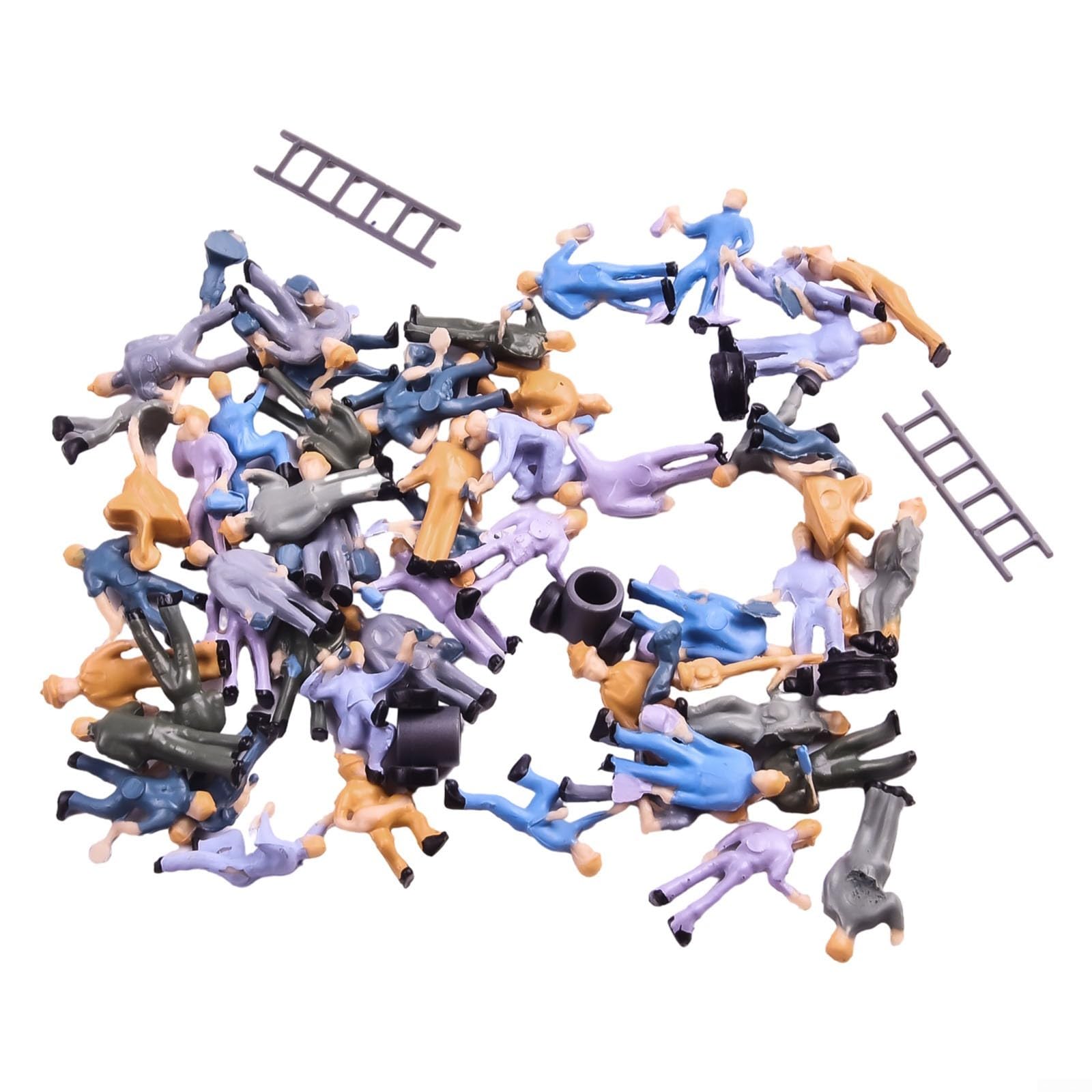 HO Scale Workers 50pcs Railway Modelling Figures, Hand Painted Model Train People Workmen for Station Platform Crowd, Plastic Miniatures for Diorama Scenery Accessories