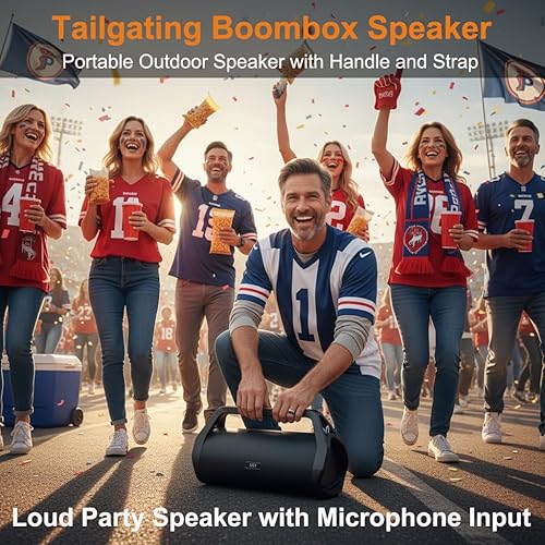 Miniatura 4 de Altavoz portátil Bluetooth Boombox, máximo 120 W impermeable inalámbrico al aire libre, graves intensos, tiempo de reproducción 24 horas,