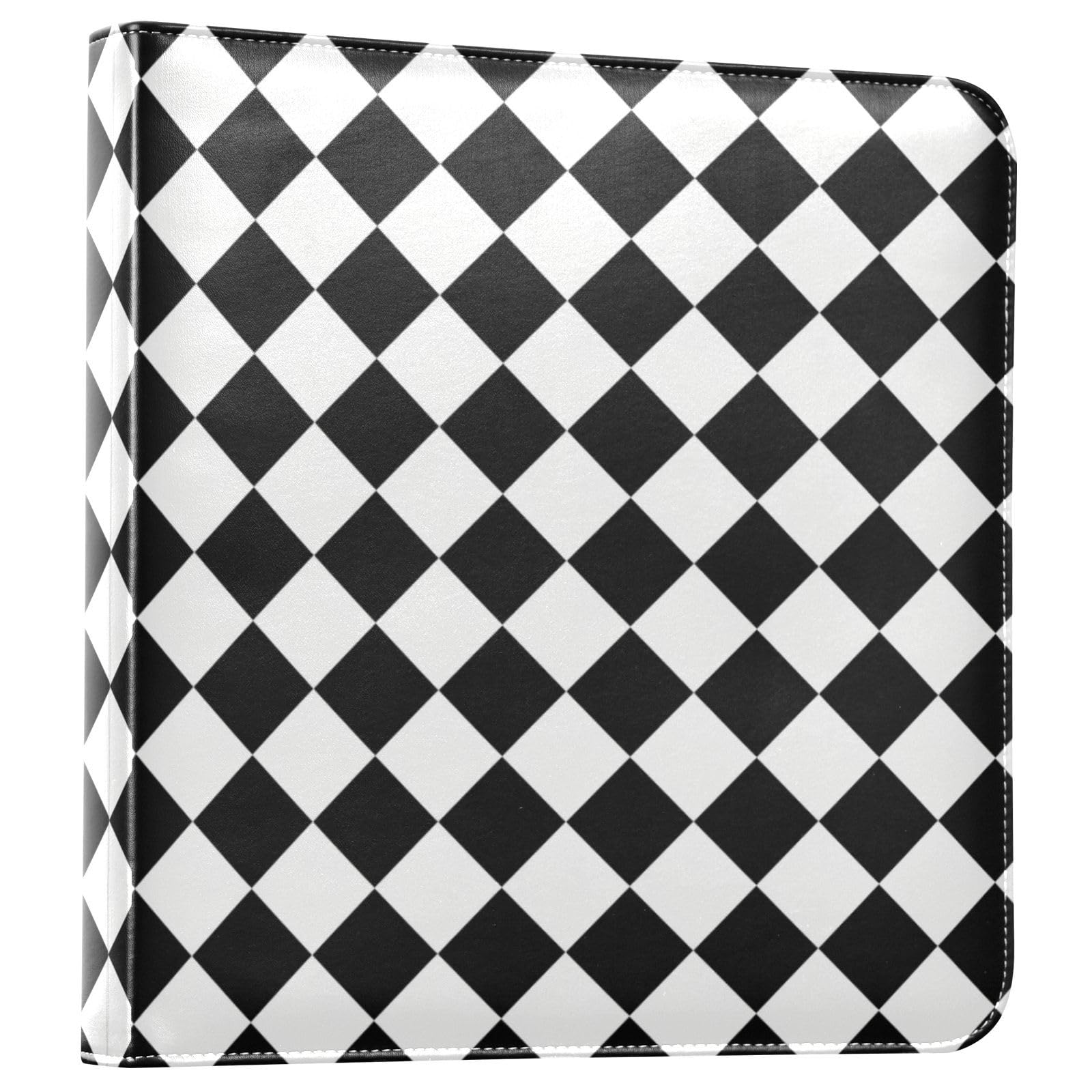 Kigai Black White Plaid Photo Album Self Adhesive Scrapbook Album Leather Cover DIY Picture Scrap Book with 20 Adhesive Sheets, 11.8x24x0.8 inch