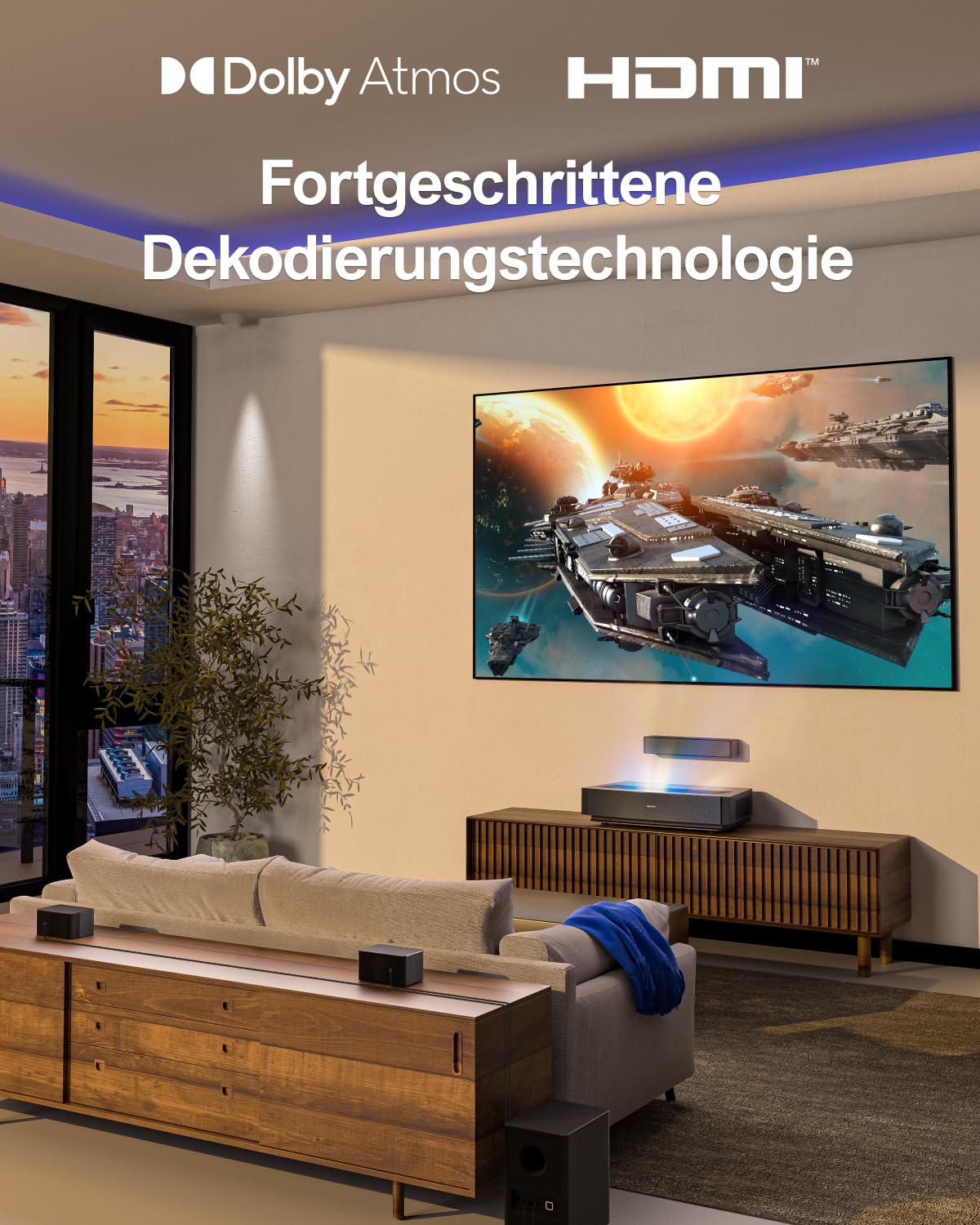 ULTIMEA 5.1 Soundbar mit Dolby Atmos, 3D Surround Sound System, Soundbar für TV Geräte mit Subwoofer, 2 Rear-Lautsprechern, Sound bar Bluetooth® 5.3 mit Einstellbarem Bass, Poseidon D60