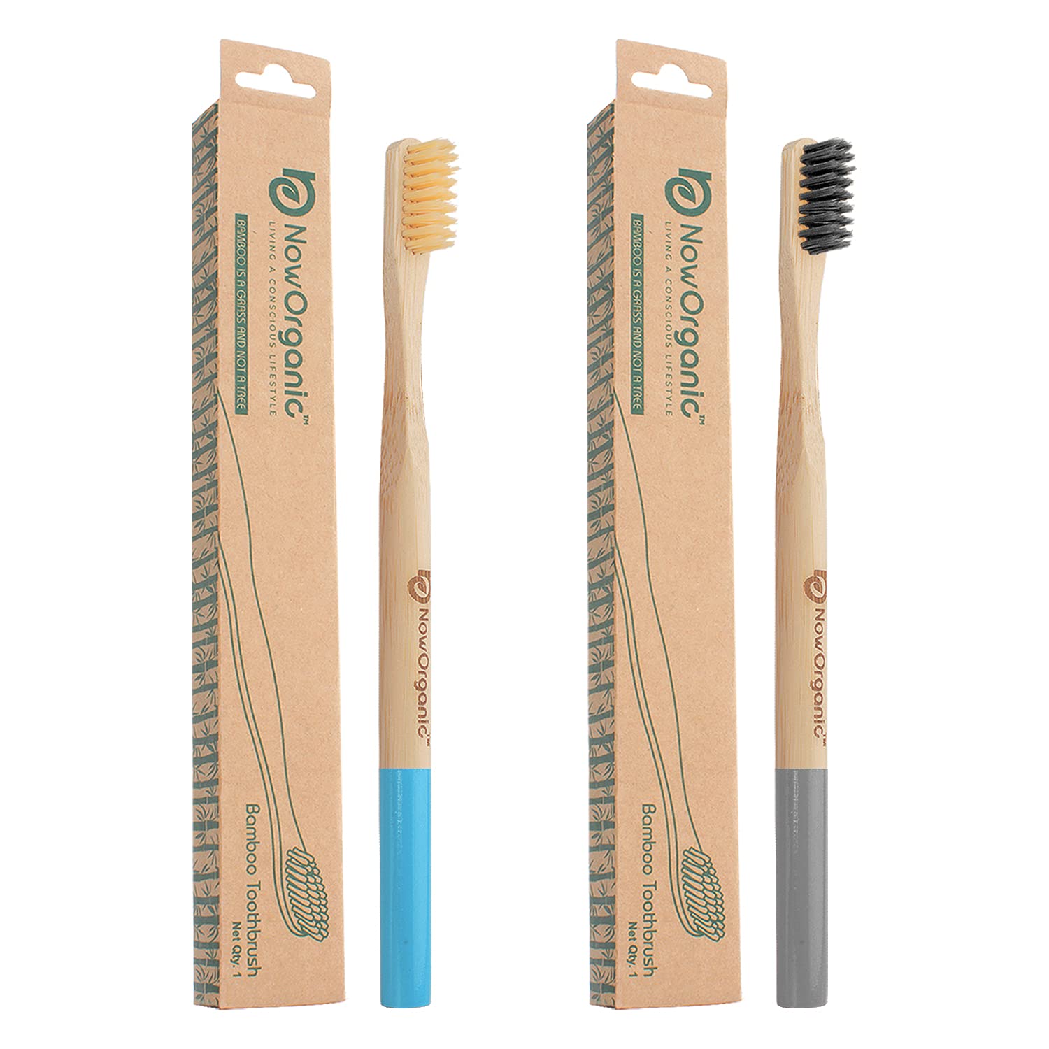 Now Organic - Living a Conscious Lifestyle Premium Multicolour Natural Bamboo Toothbrush With Sensitive Gentle Soft Bristles Adult Pack Of (2) - Manual (B095PPV6RH) Amazon Price History, Amazon Price Tracker