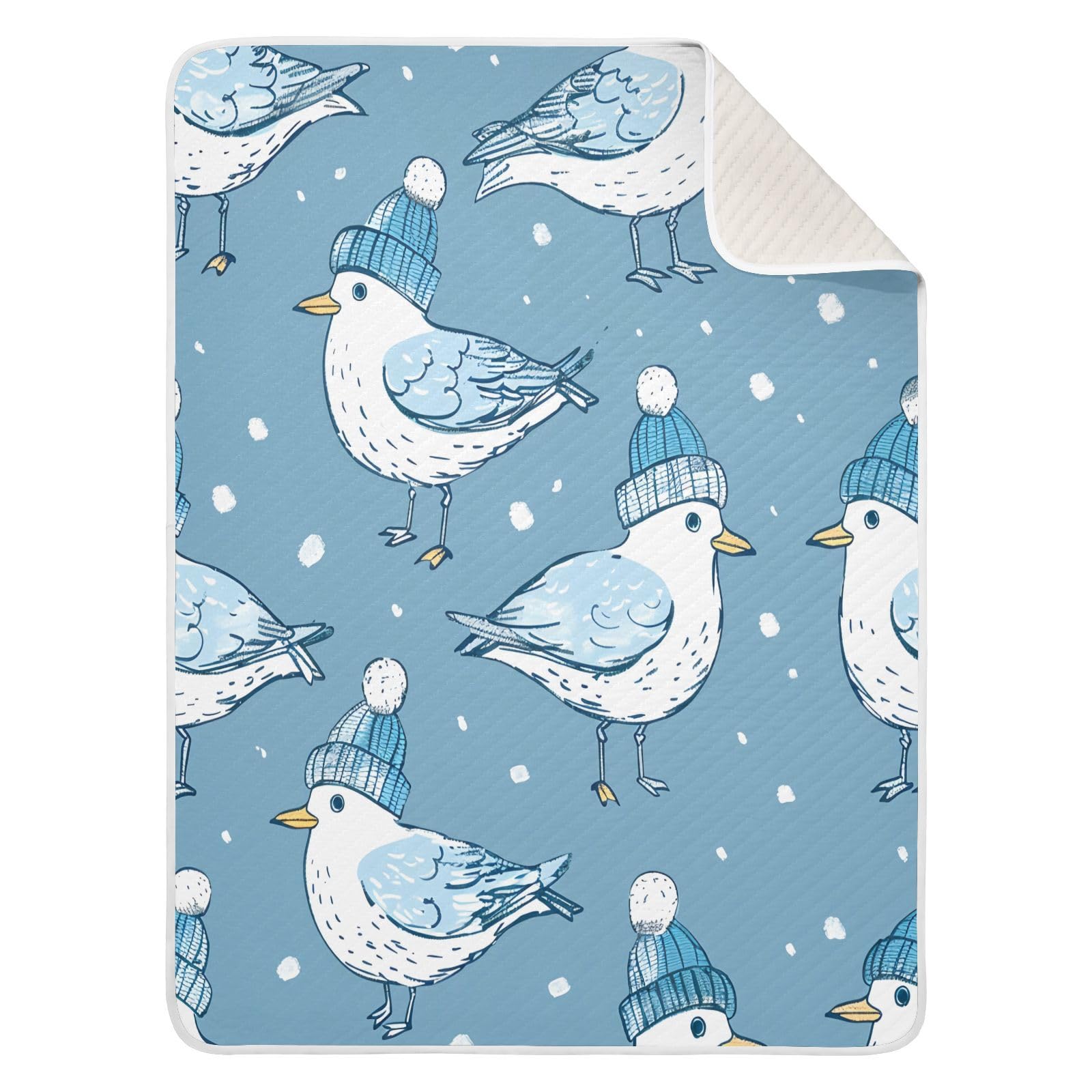 Wassud Seagulls Wearing Hats Soft Baby Blanket for Boys Girls 30 x 40 Inch Toddler and Newborn Essential Lightweight Cozy Blanket for Nursery Travel Stroller