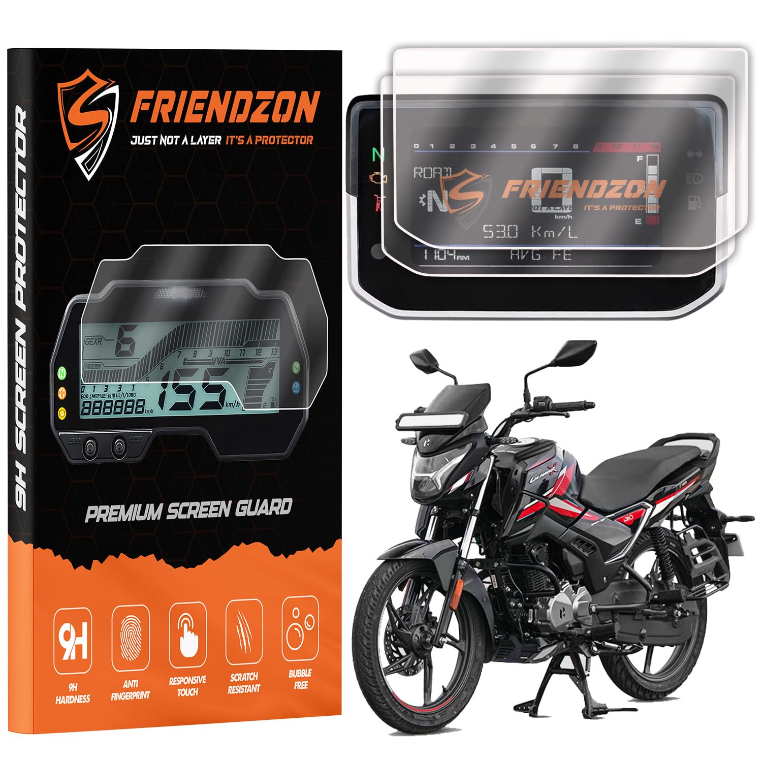 FriendZon Screen Guard For Hero Glamour X [2025] TFT Digital Meter [2025] | Anti-Bubble | Scratch Resistant | HD Clear | Anti-Fingerprint | Glamour Accessories | TFT Instrument Display Protector [Not Tempered Glass] (Pack of 2)