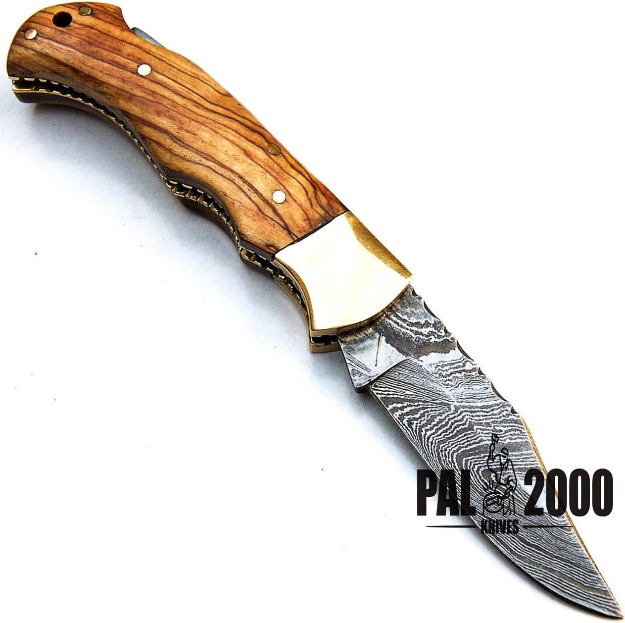 FOL-9430 Damascus steel folding pocket knife with sheath