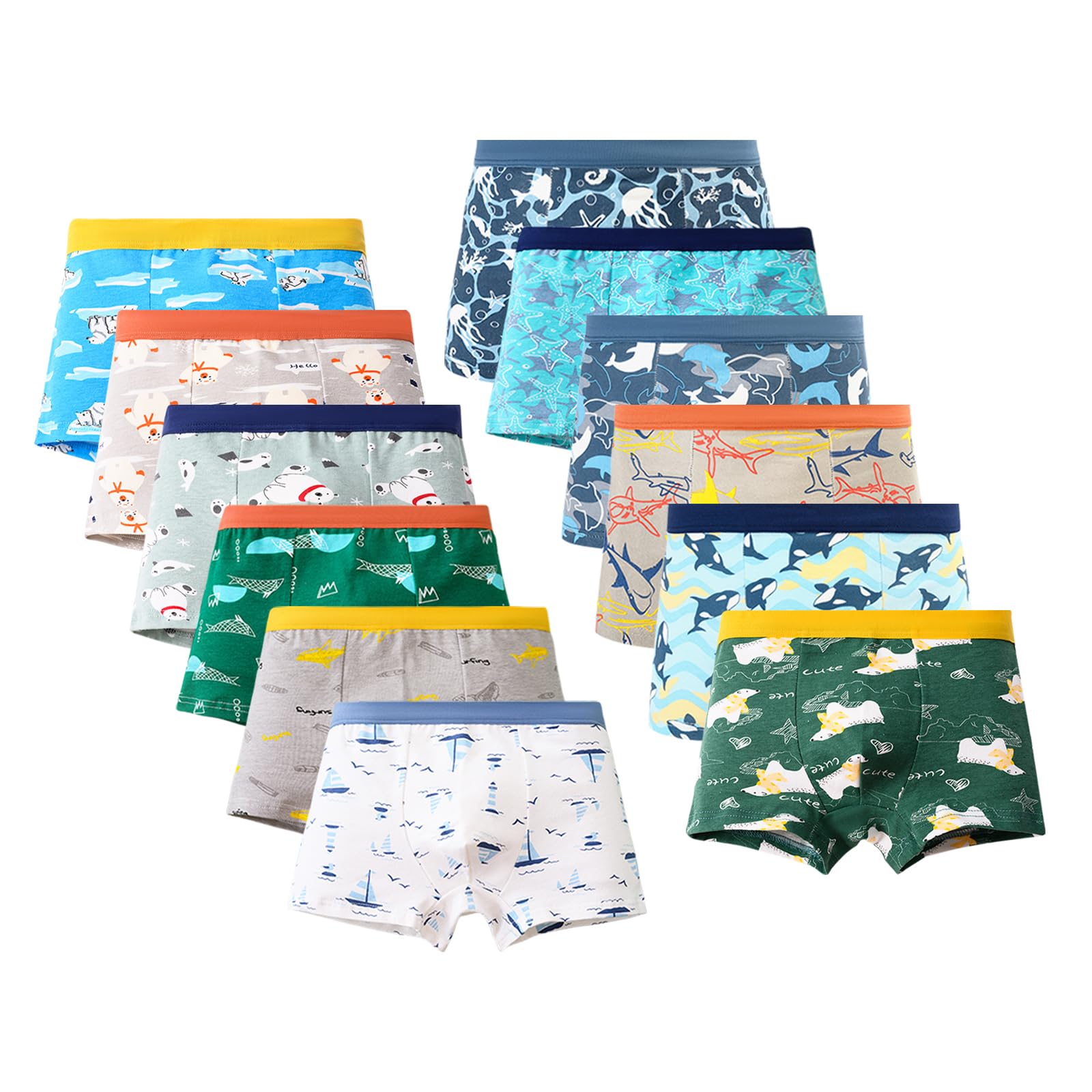 HAGOT 12 Pezzi Boxer per Bambino, Confezioni Biancheria Intima per Bambini, Mutandine per Bambini in Cotone, 4-6 Anni