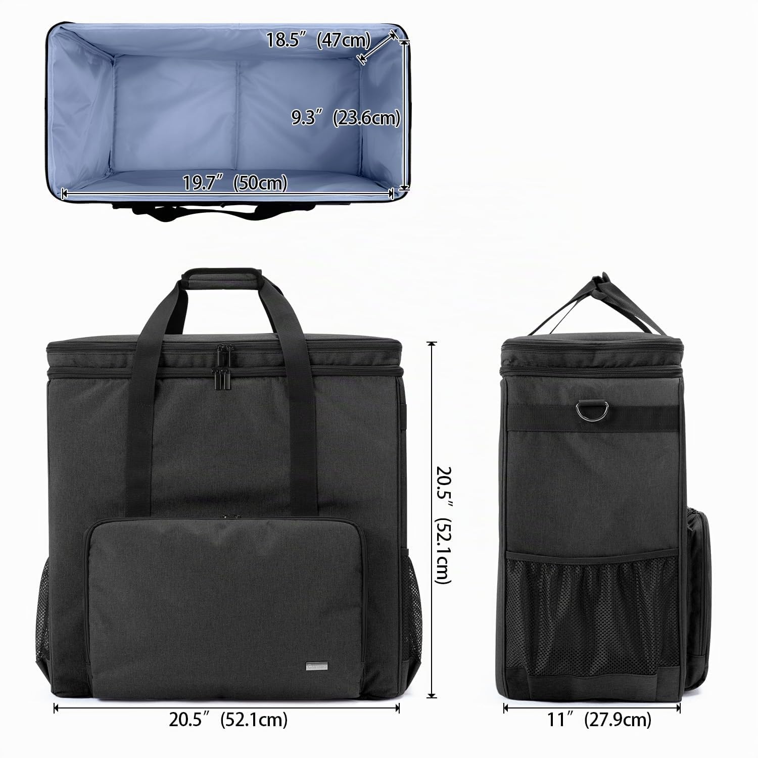 CURMIO Doppio Strato Borsa da trasporto per case per computer desktop, tastiera, cavo e mouse, cuffie, borsa da viaggio a tracolla per computer e accessori, Nero | Tracolla Rimovibili, Cuscinetto Inferiore, Organiser per Case PC/ Tastiera/ Cavi, per Gamer