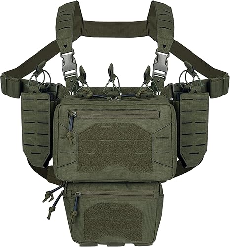 YAKEDA - Chaleco táctico con bolsillo para revista, ajustable, desmontable, corte láser, modular Molle